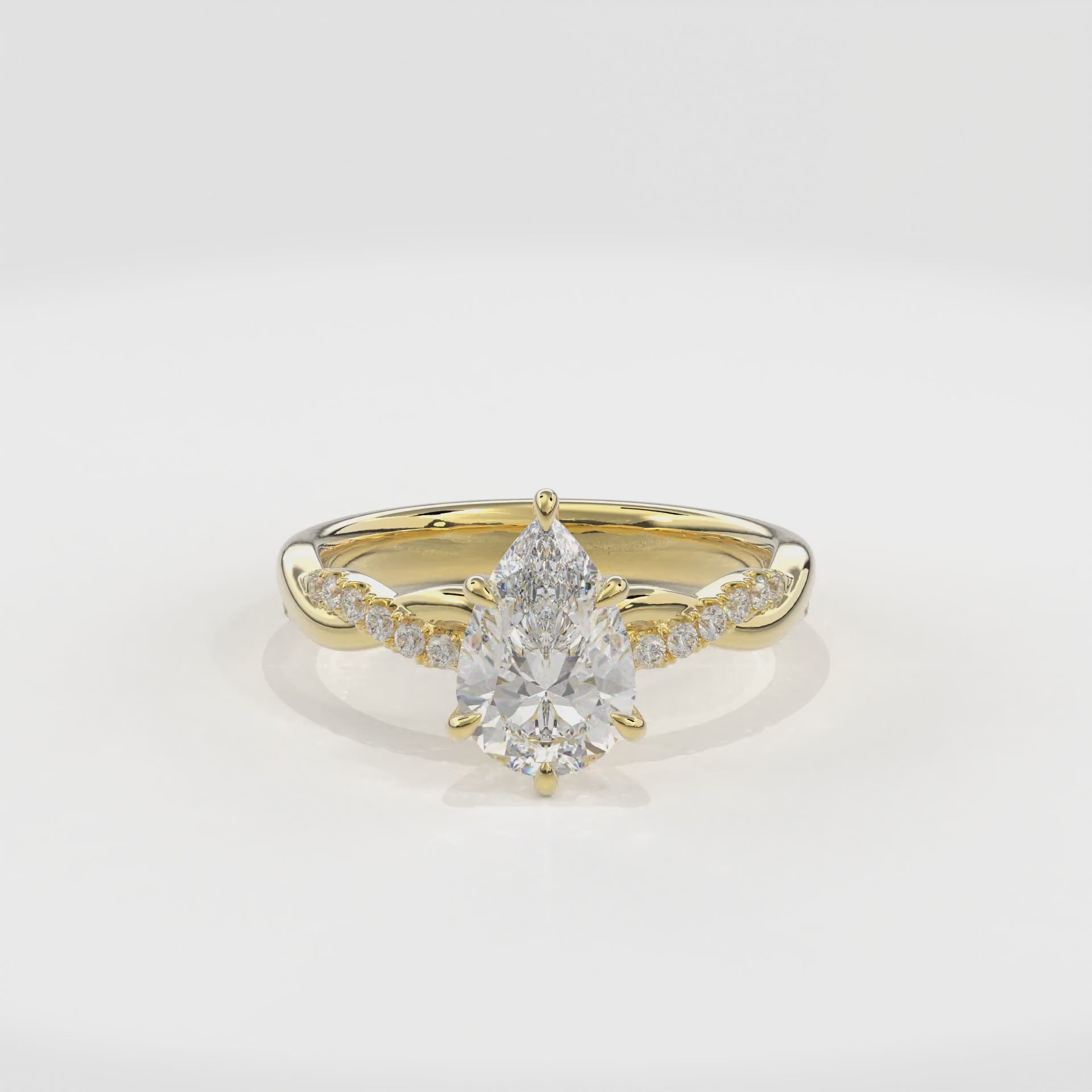 Rhea Twisted Pave Engagement Ring Pear•Yellow Gold