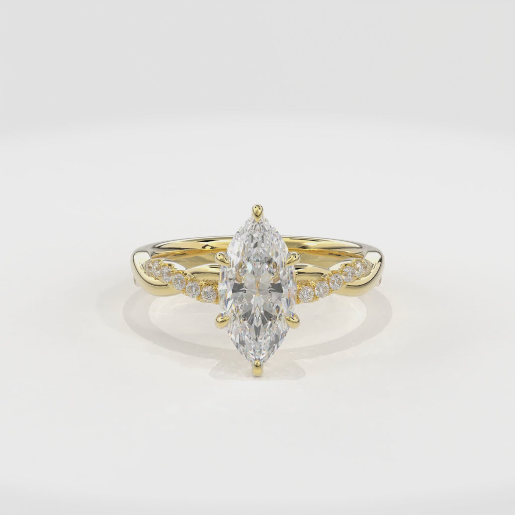 Rhea Twisted Pave Engagement Ring Marquise•Yellow Gold