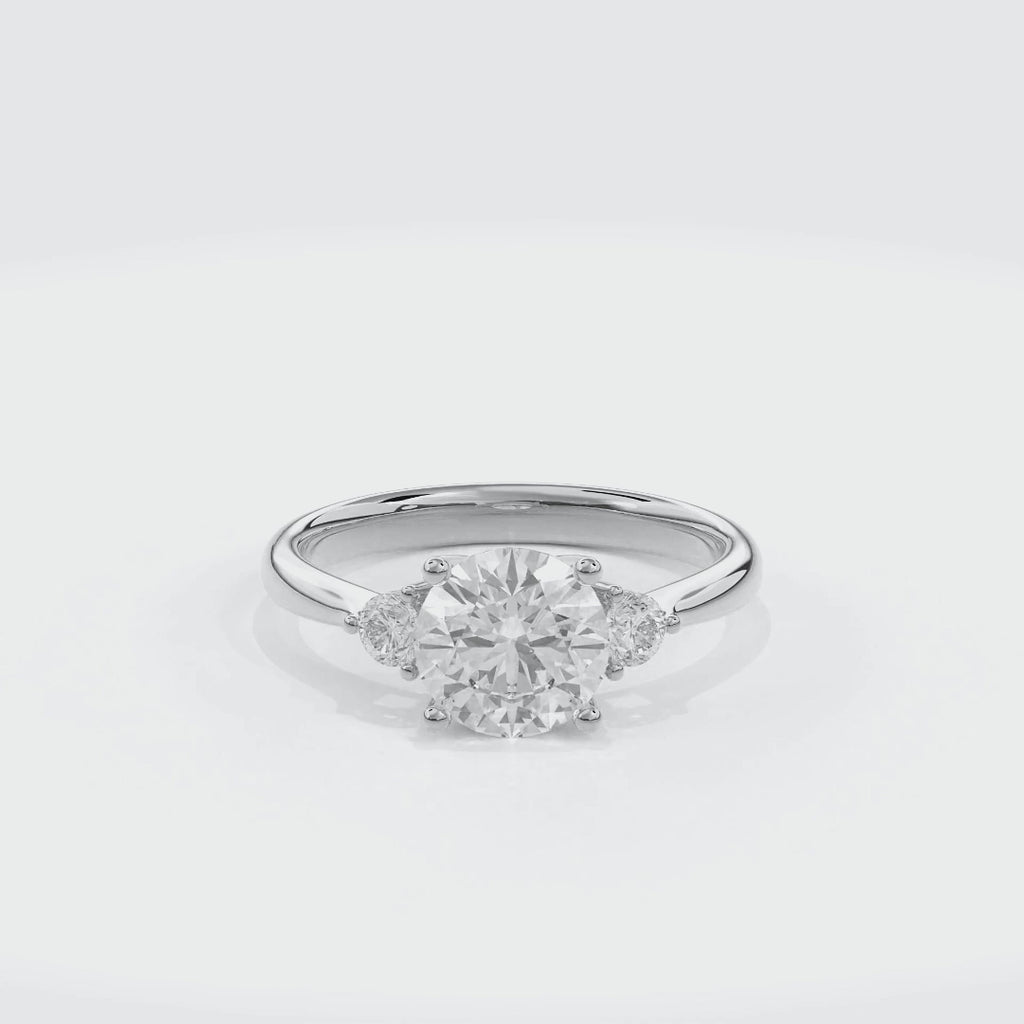 Daphnis Three Stones Engagement Ring Round•White Gold