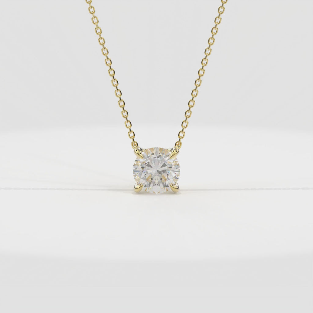 Dia Solitaire Necklace Round•Yellow Gold