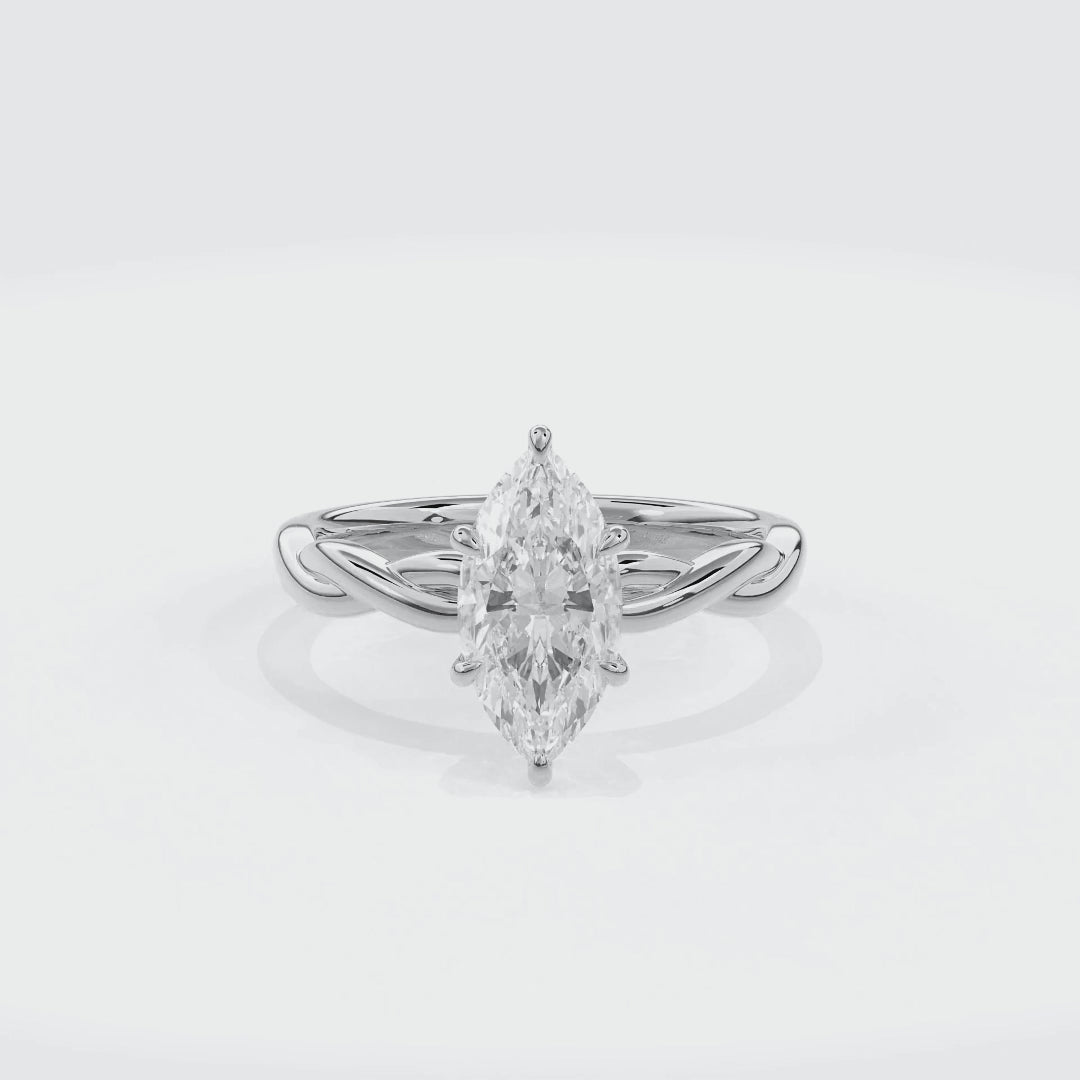 Rhea Twisted Engagement Ring Marquise•White Gold