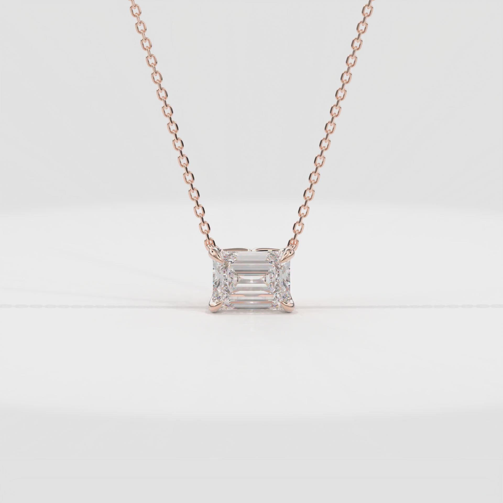 Dia Solitaire Necklace Emerald•Rose Gold