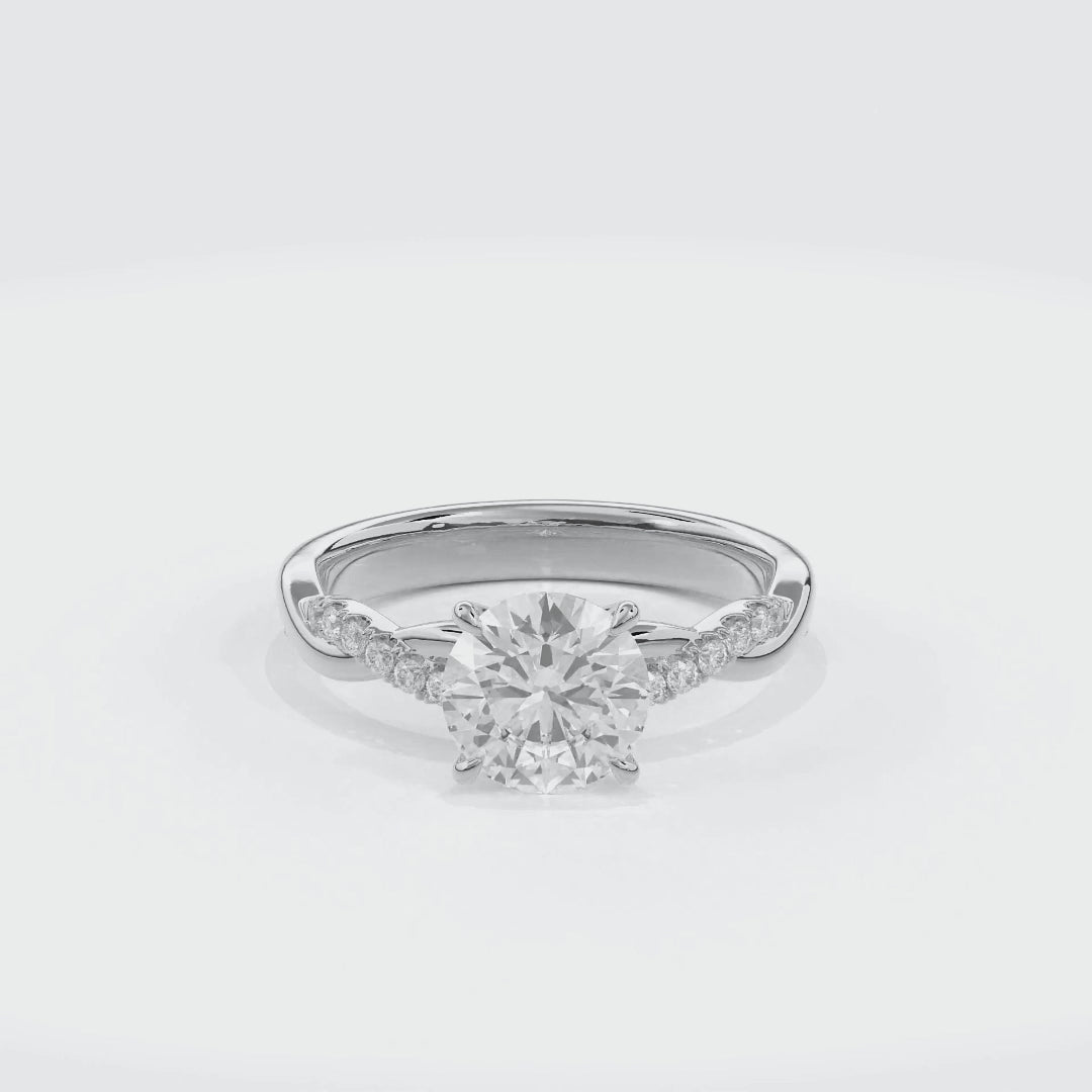 Rhea Twisted Pave Engagement Ring Round•White Gold