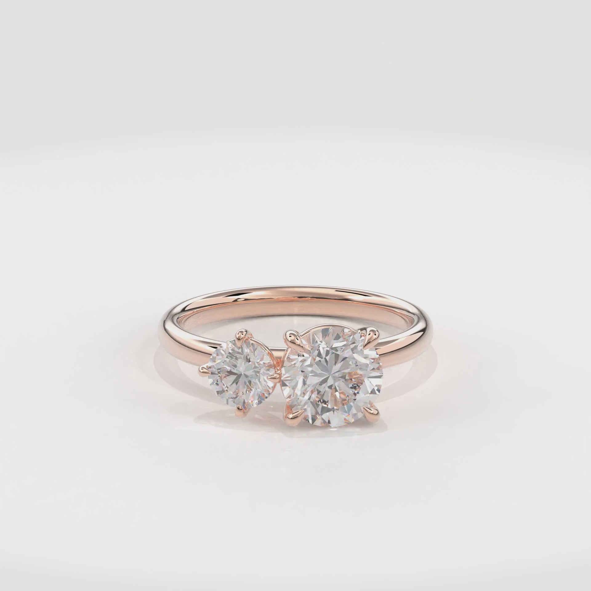 Callisto Two Stones Engagement Ring Round•Rose Gold