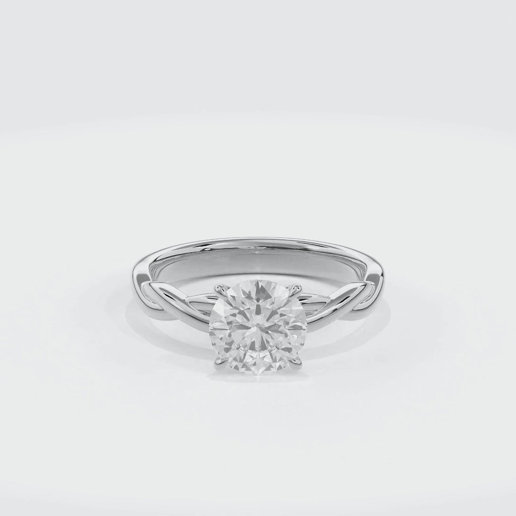 Rhea Twisted Engagement Ring Round•White Gold