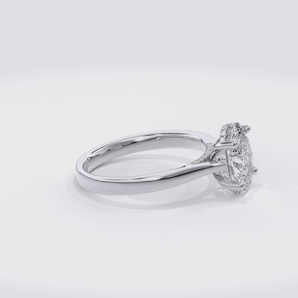 Elara Hidden Halo Salitaire Engagement Ring Oval•White Gold