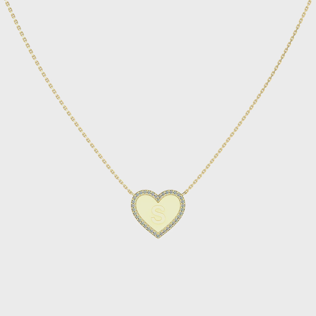 18k Gold Plated Silver Heart Initial Necklace AW24N003G