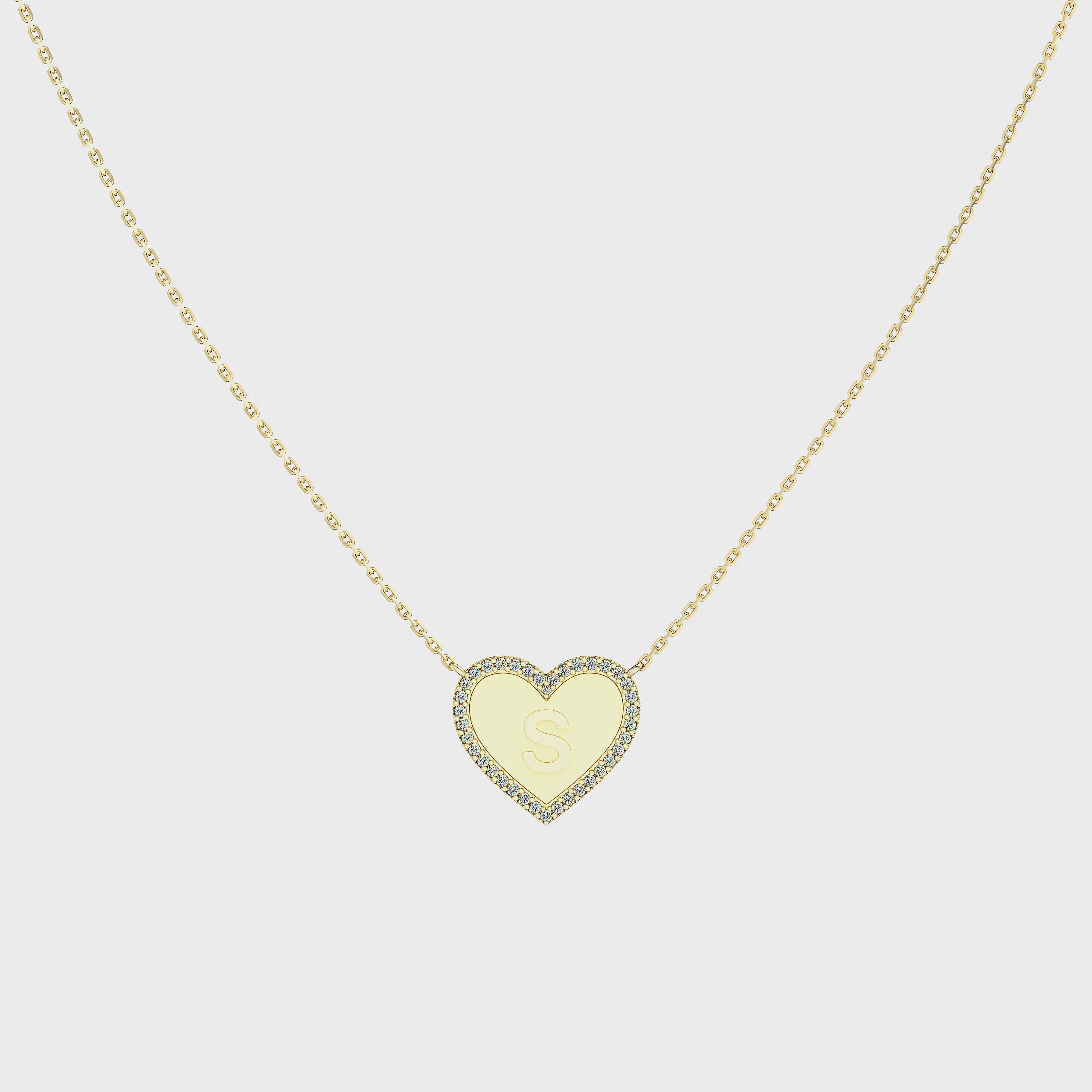18k Gold Plated Silver Heart Initial Necklace AW24N003G