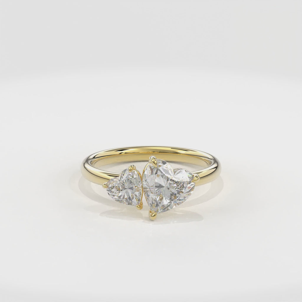 Callisto Two Stones Engagement Ring Heart•Yellow Gold