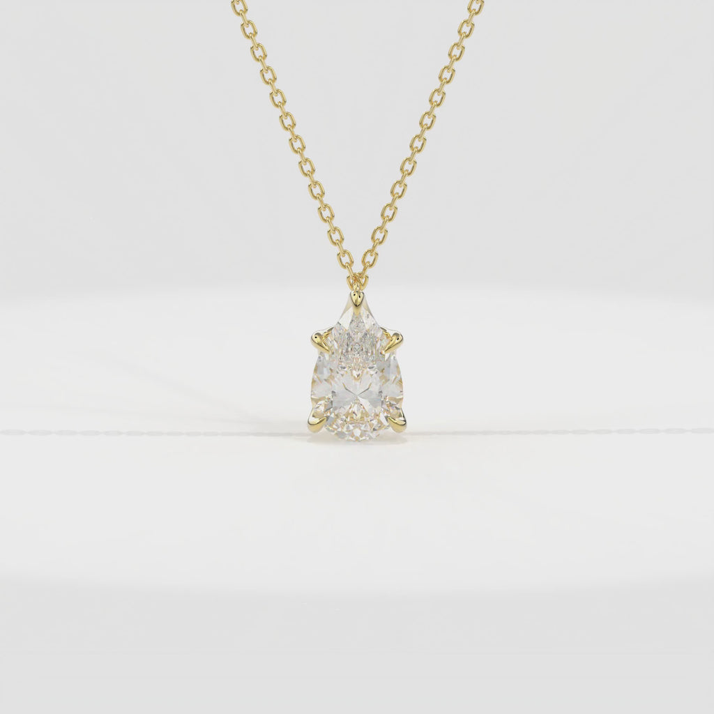 Dia Solitaire Necklace Pear•Yellow Gold