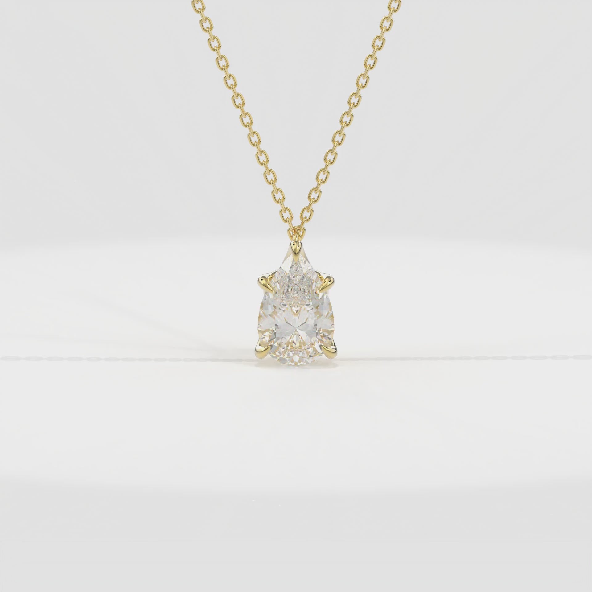 Dia Solitaire Necklace Pear•Yellow Gold