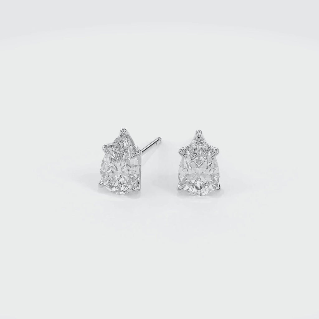 Dia Solitaire Single Stud Earring Pear•White Gold