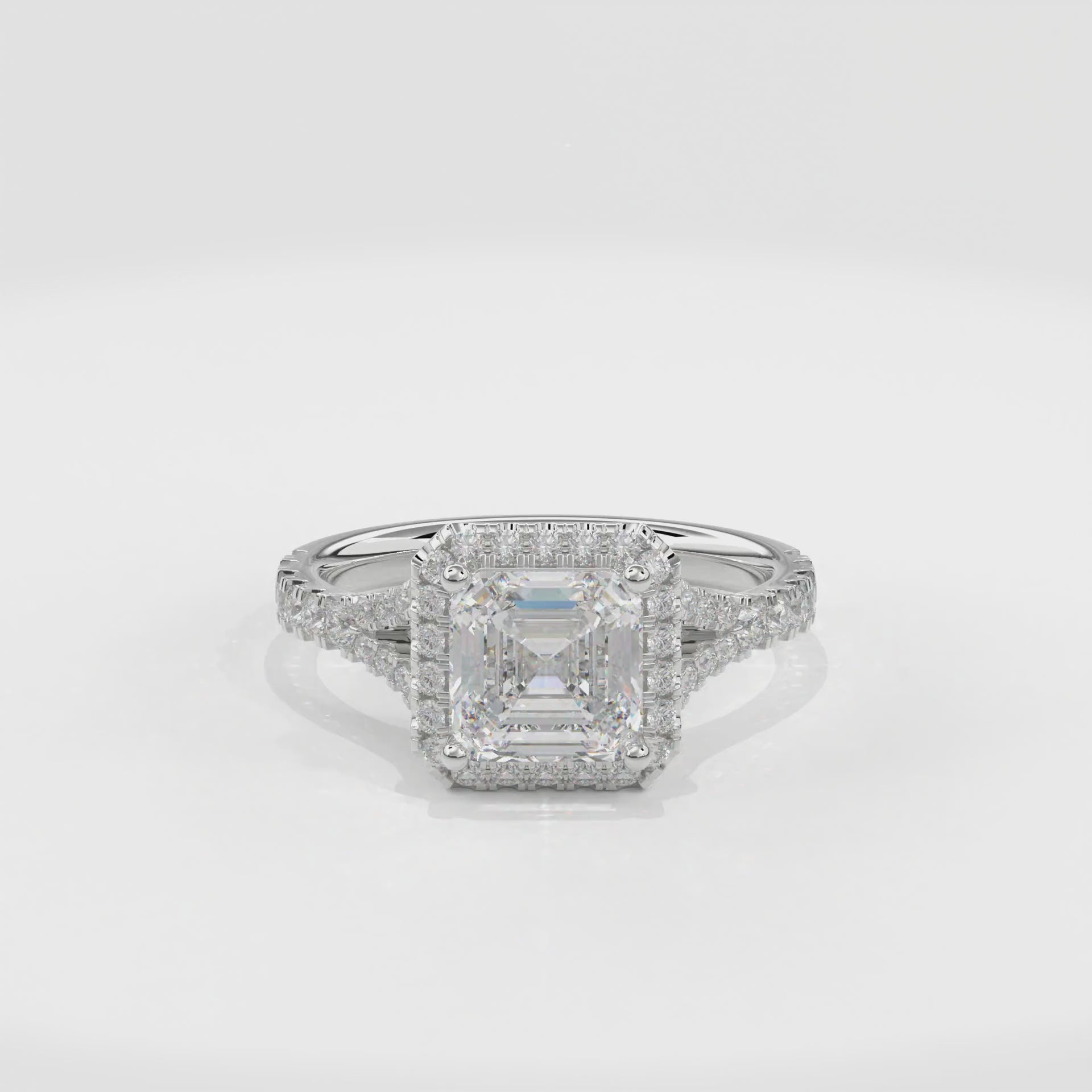Elara Vintage Inspired Engagement Ring Asscher•White Gold