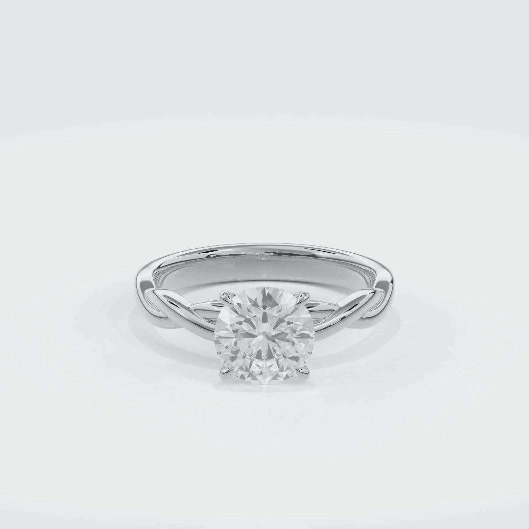 Rhea Twisted Engagement Ring Round•White Gold