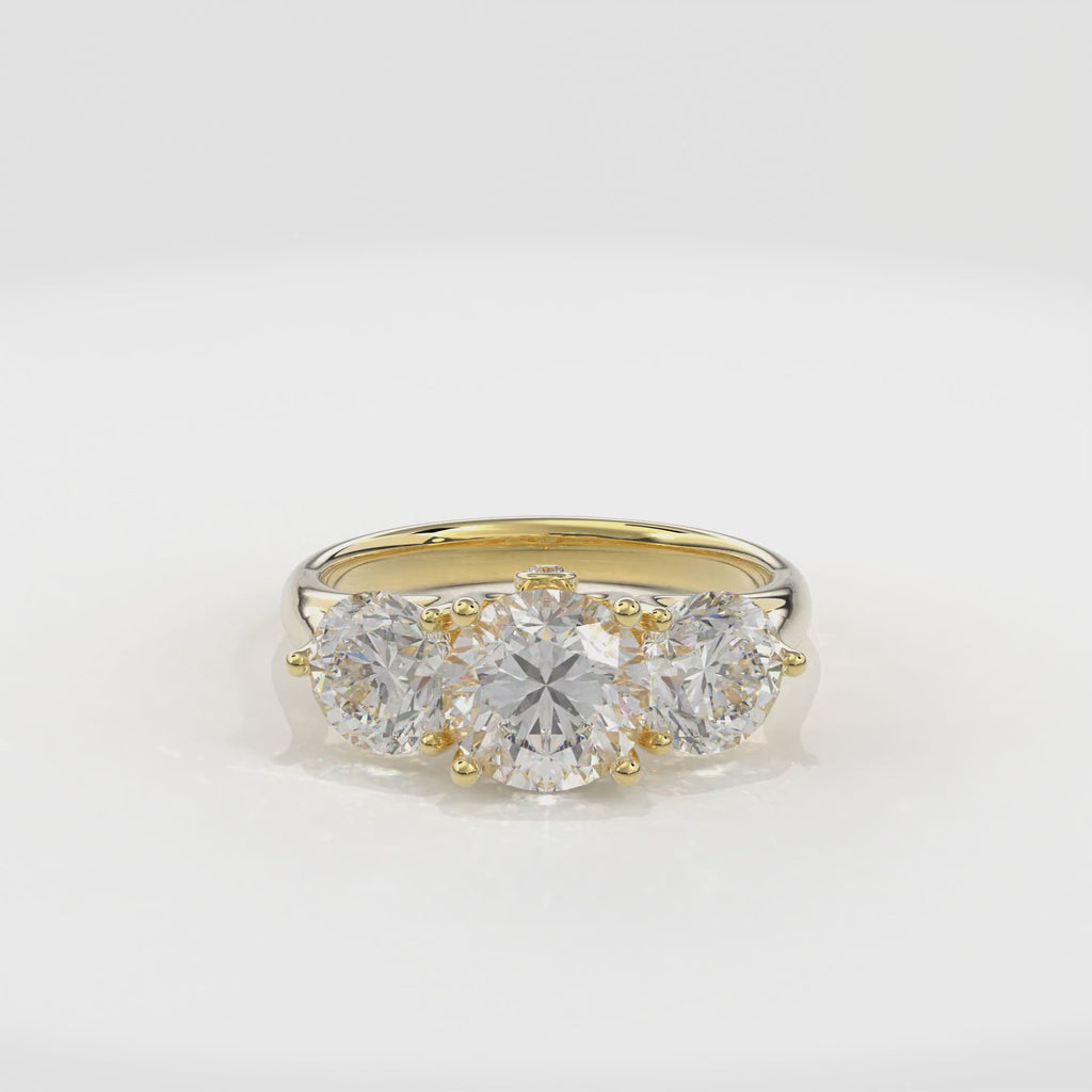 Daphnis Trinity Engagement Ring Round•Yellow Gold