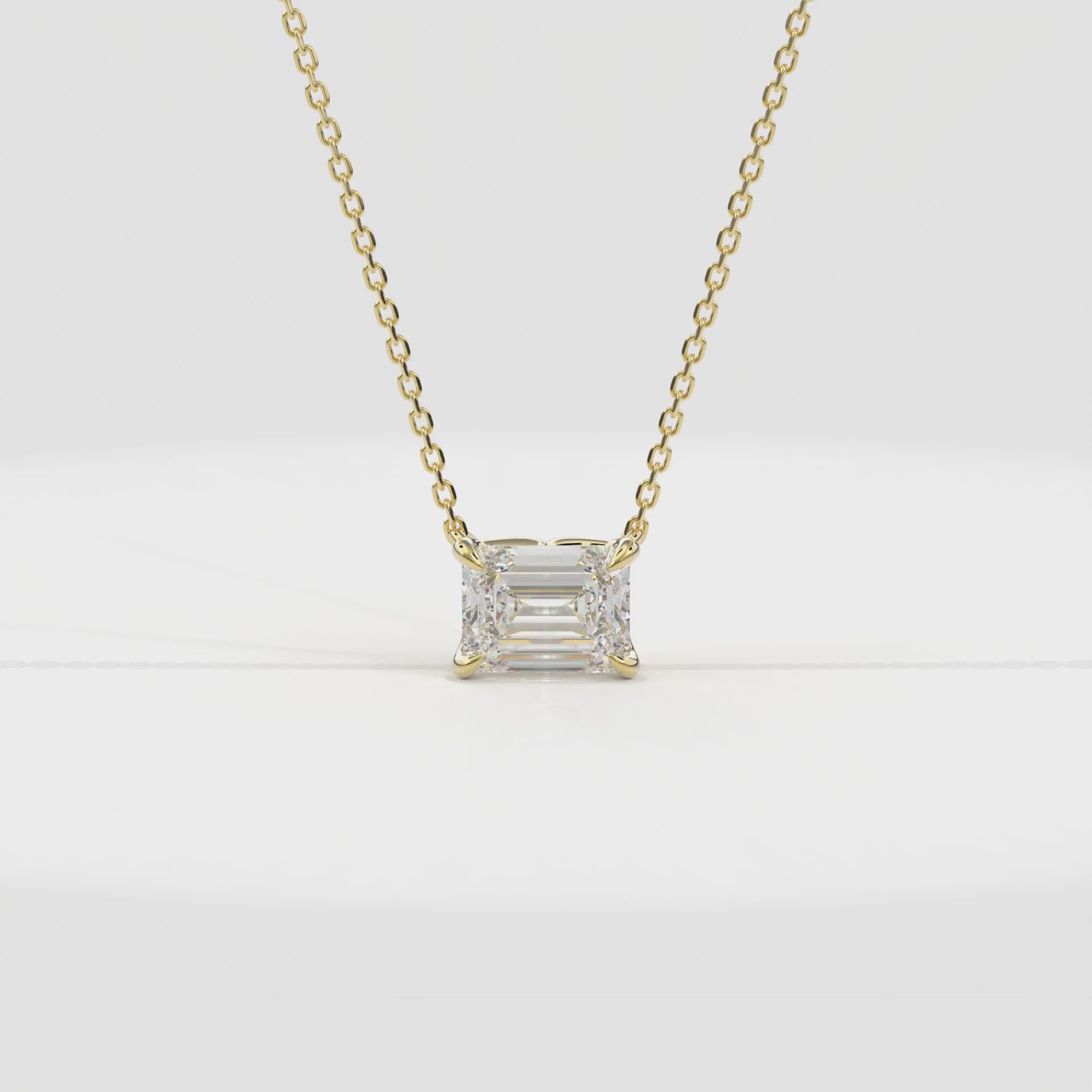 Dia Solitaire Necklace Emerald•Yellow Gold