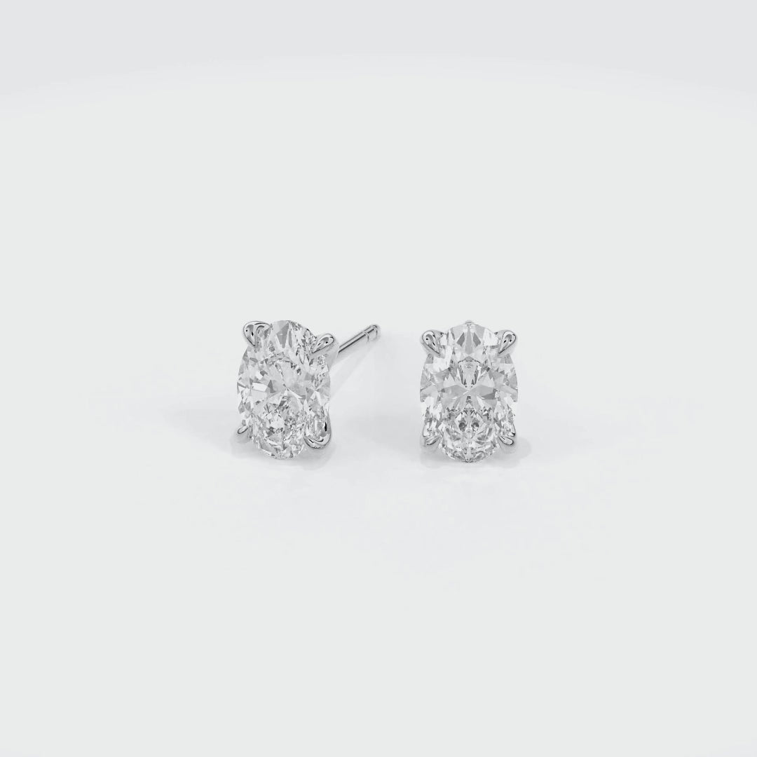 Dia Solitaire Single Stud Earring Oval•White Gold