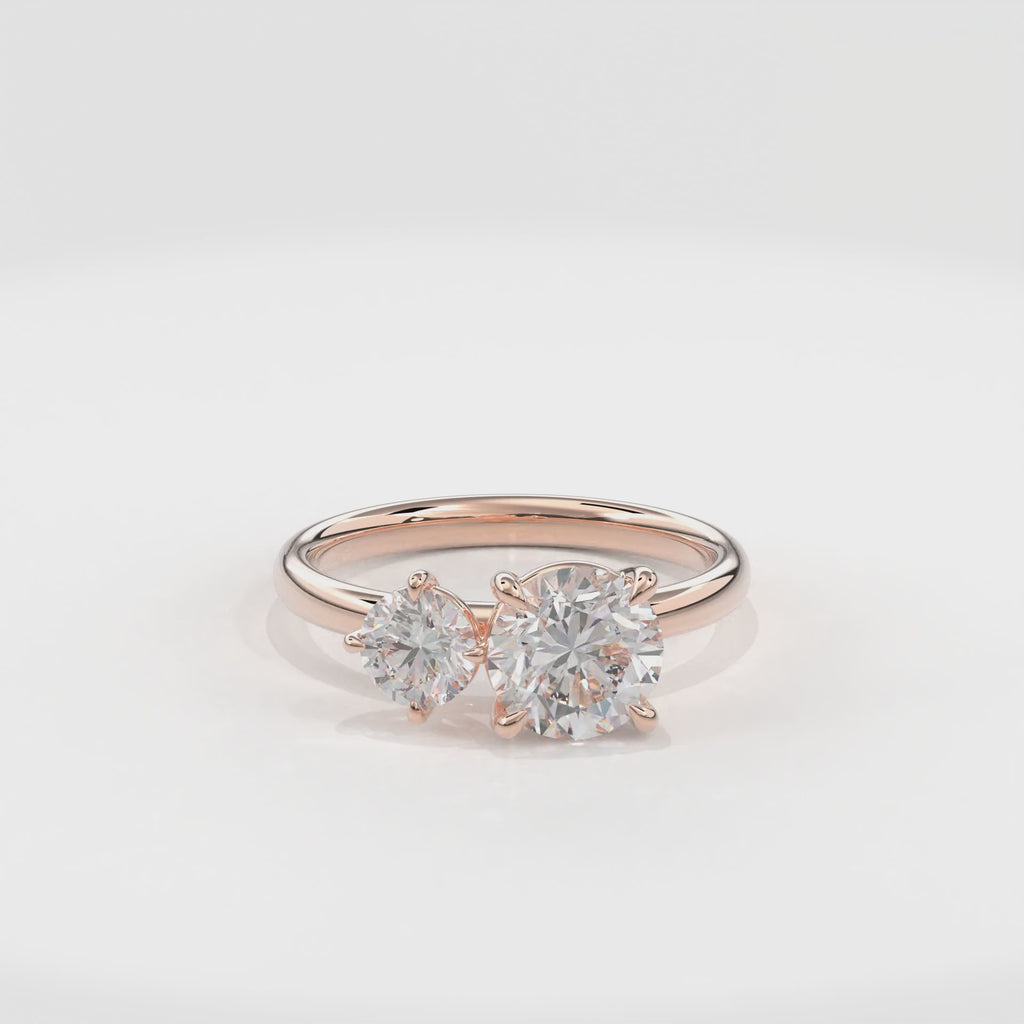 Callisto Two Stones Engagement Ring Round•Rose Gold