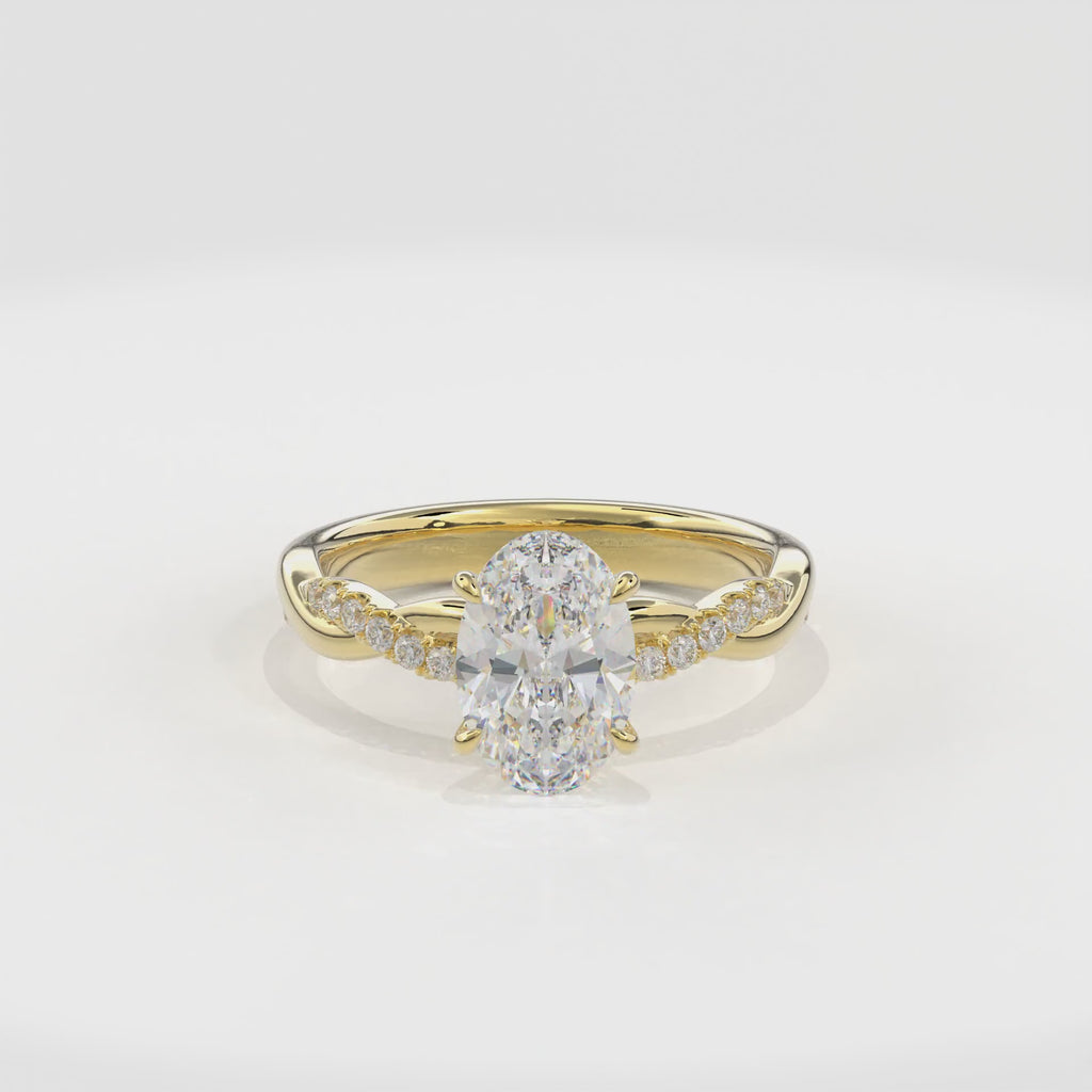 Rhea Twisted Pave Engagement Ring Oval•Yellow Gold