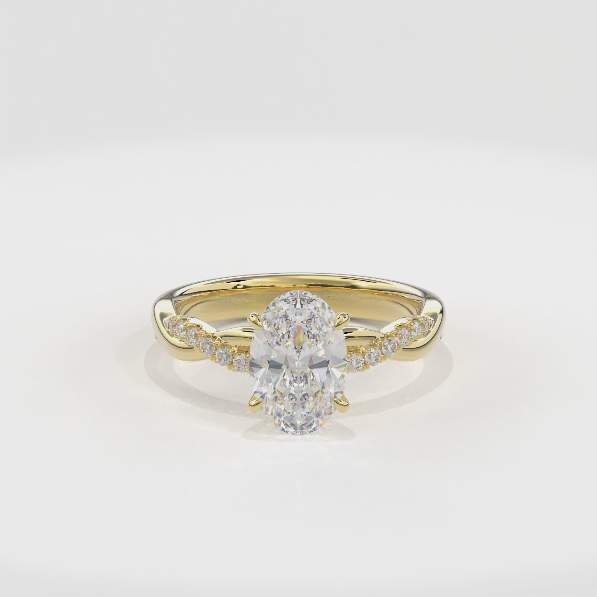 Rhea Twisted Pave Engagement Ring Oval•Yellow Gold
