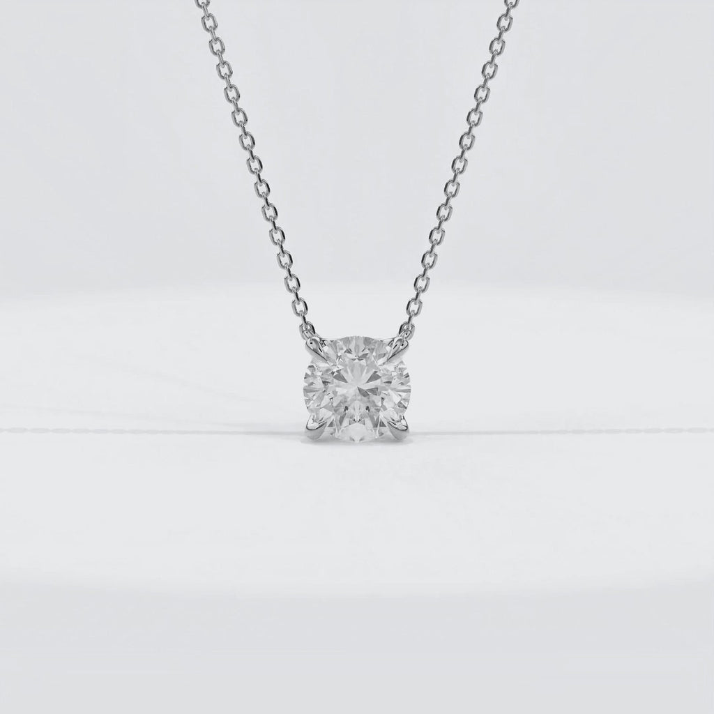 Dia Solitaire Necklace Round•White Gold