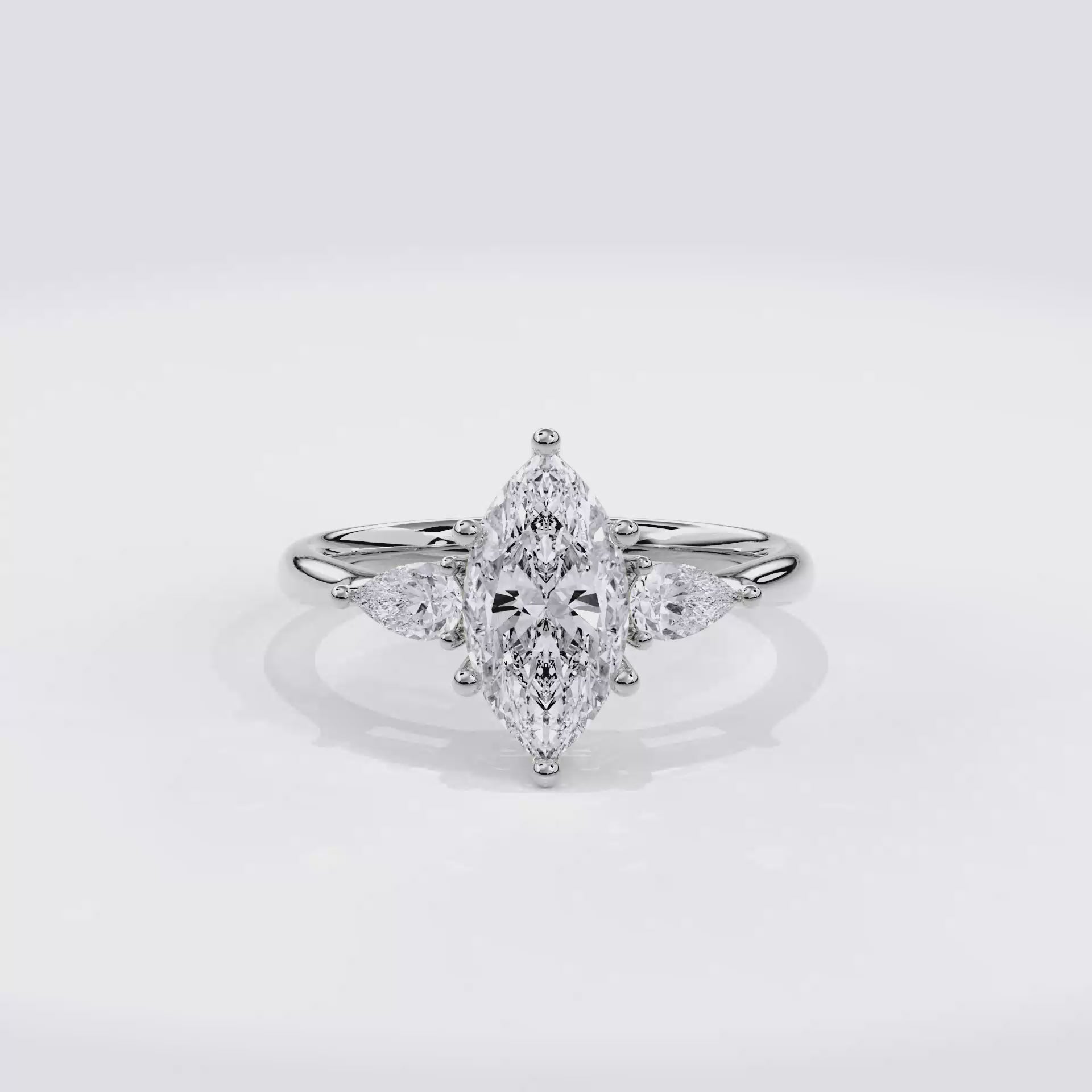 Daphnis Three Stones Engagement Ring Marquise•White Gold