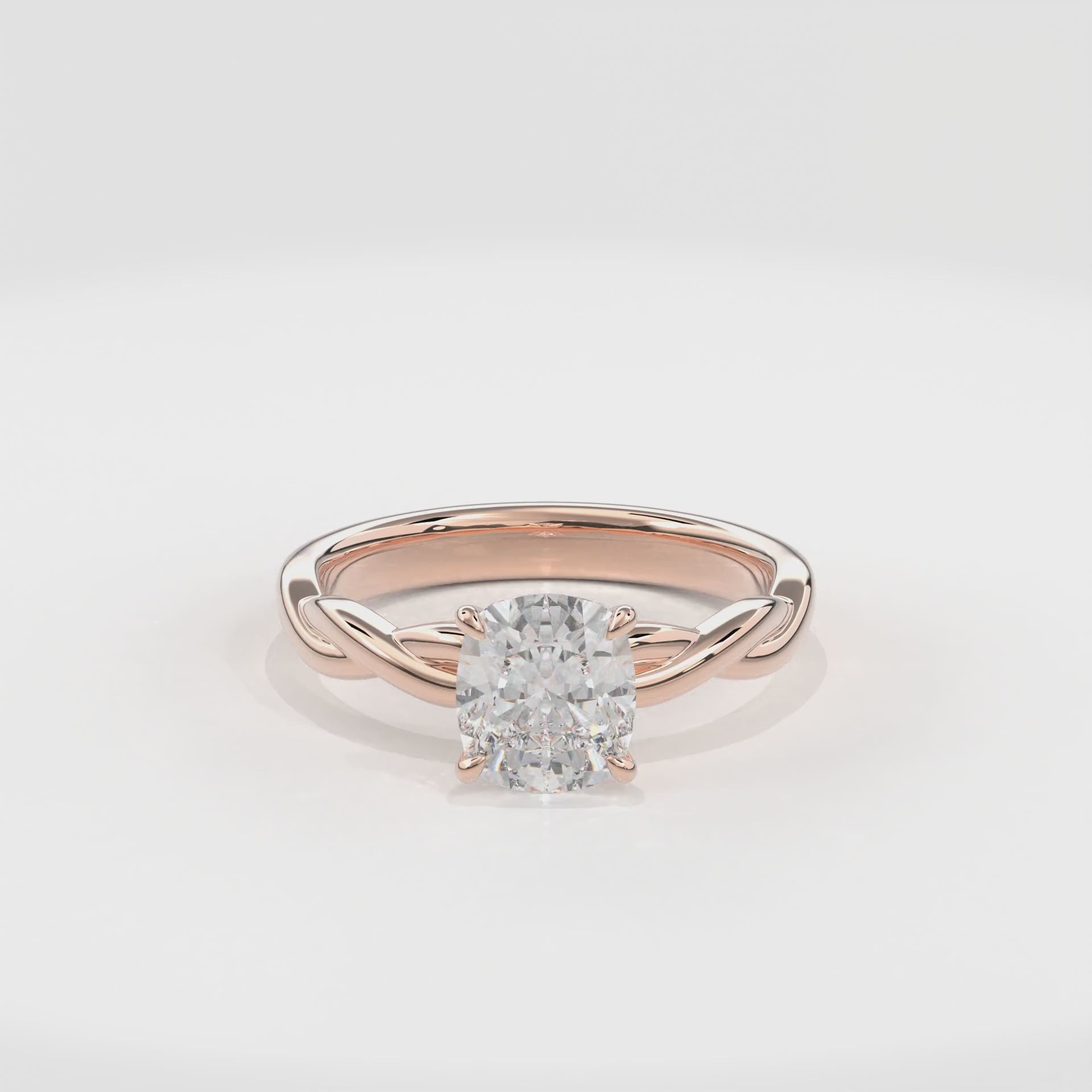 Rhea Twisted Engagement Ring Cushion•Rose Gold