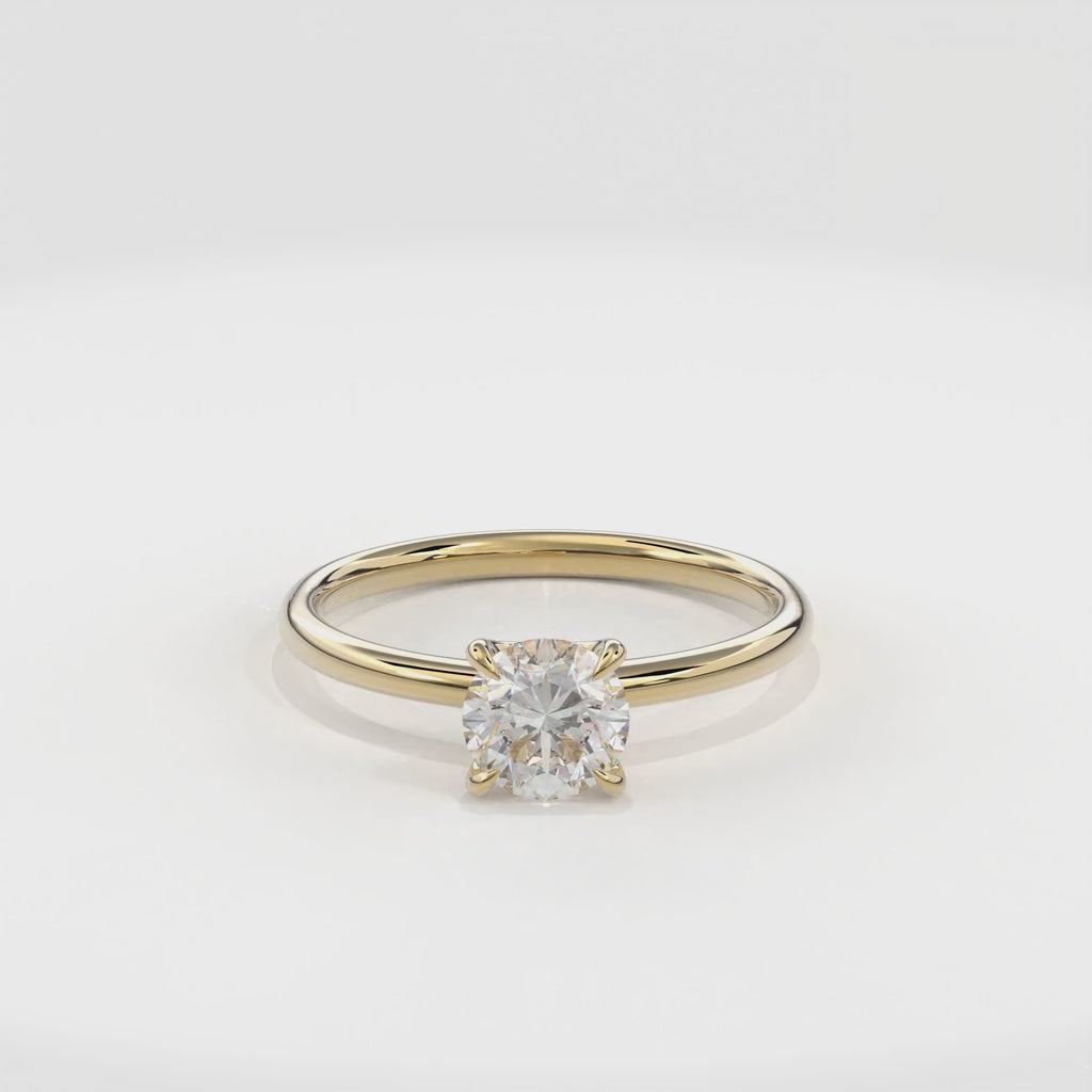 Renewable Diamond with Hidden Halo Ring in 14k Gold