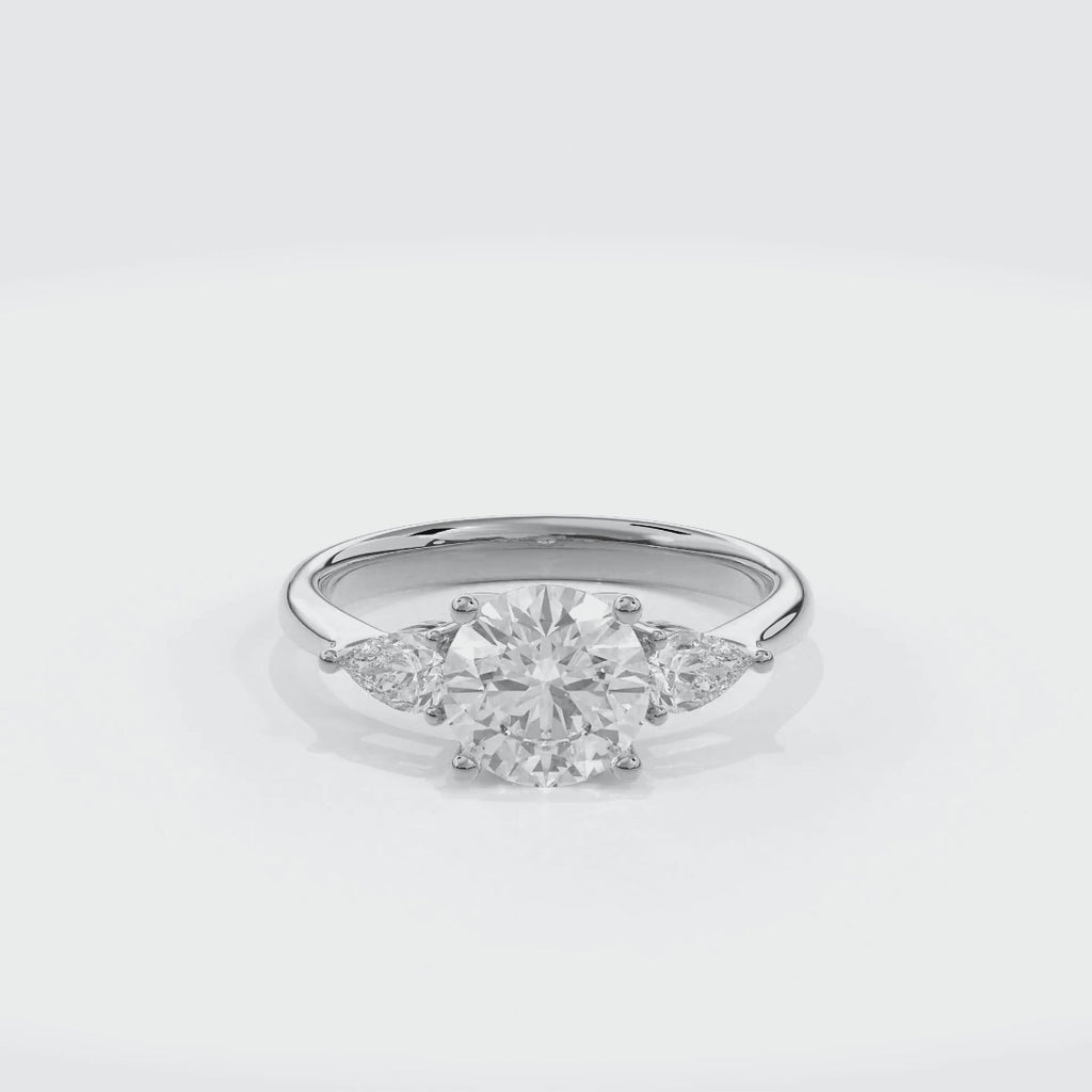 Daphnis Three Stones Engagement Ring Round•White Gold
