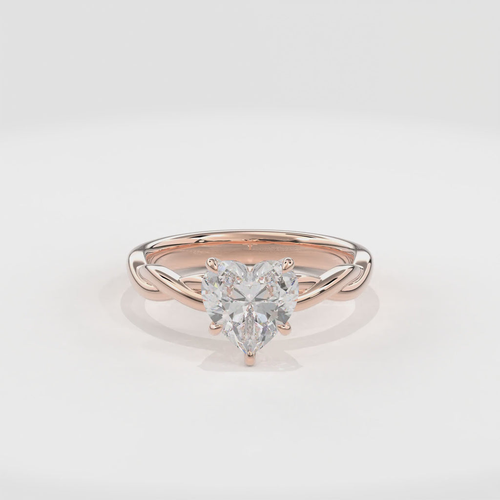Rhea Twisted Engagement Ring Heart•Rose Gold