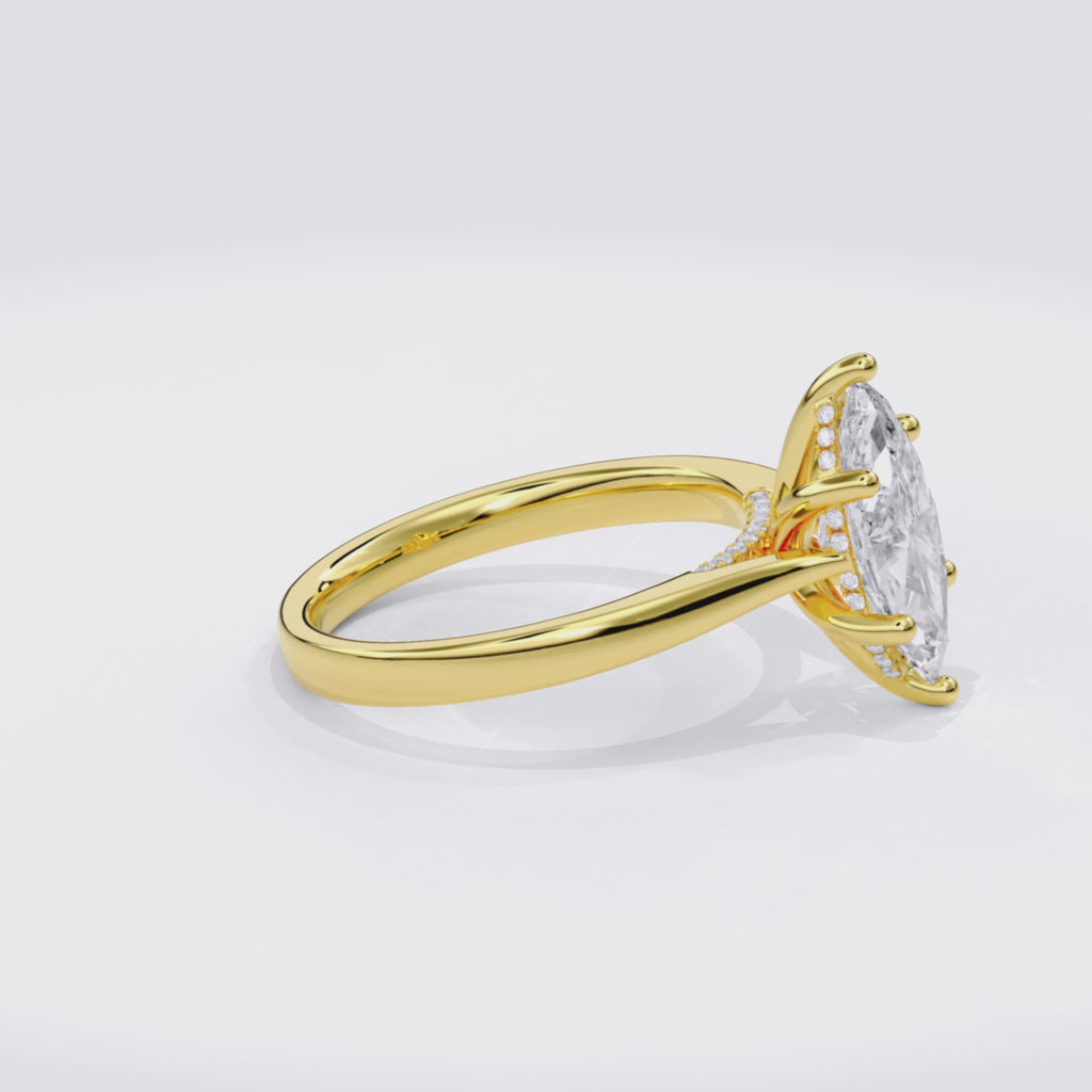 Elara Hidden Halo Salitaire Engagement Ring Marquise•Yellow Gold