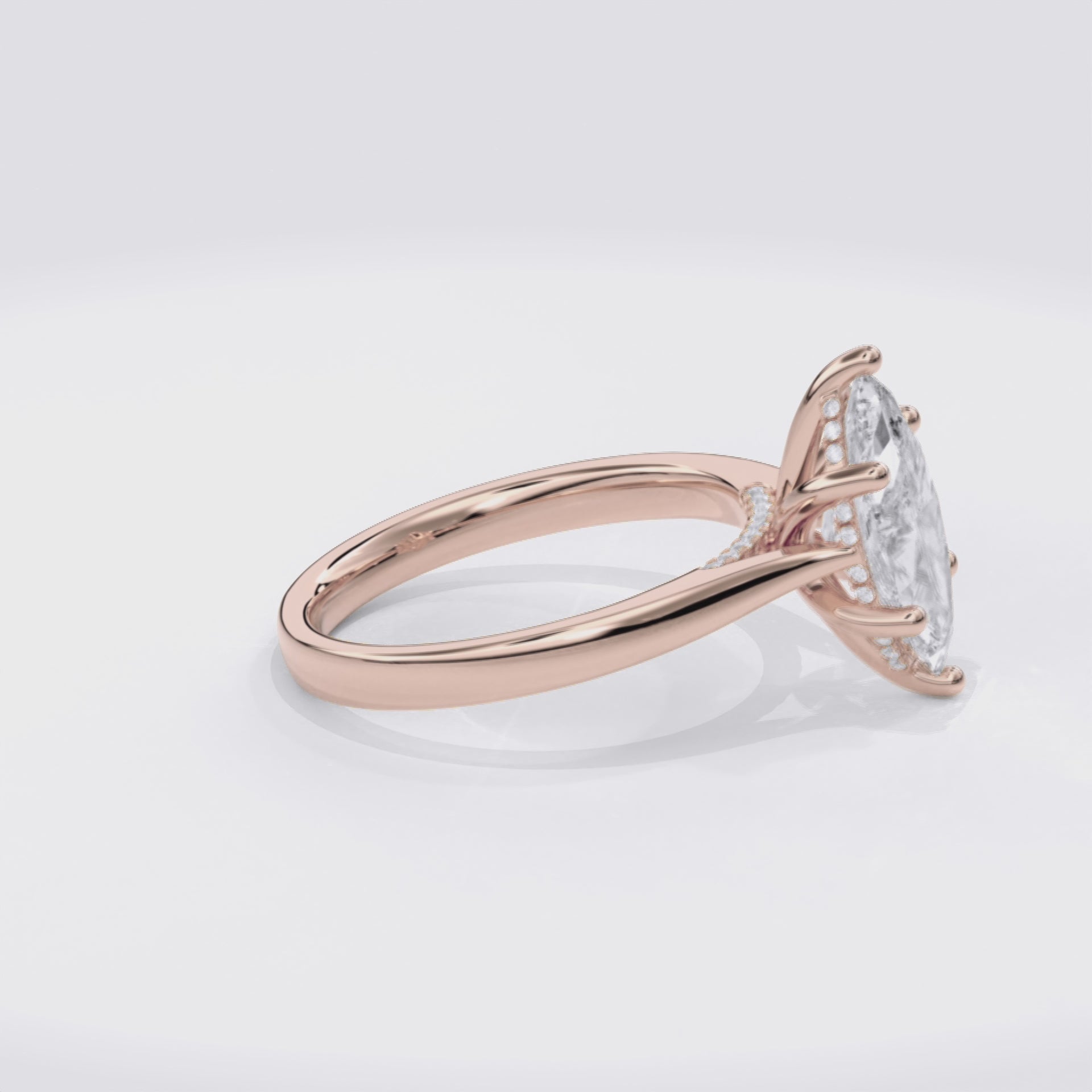 Elara Hidden Halo Salitaire Engagement Ring Marquise•Rose Gold