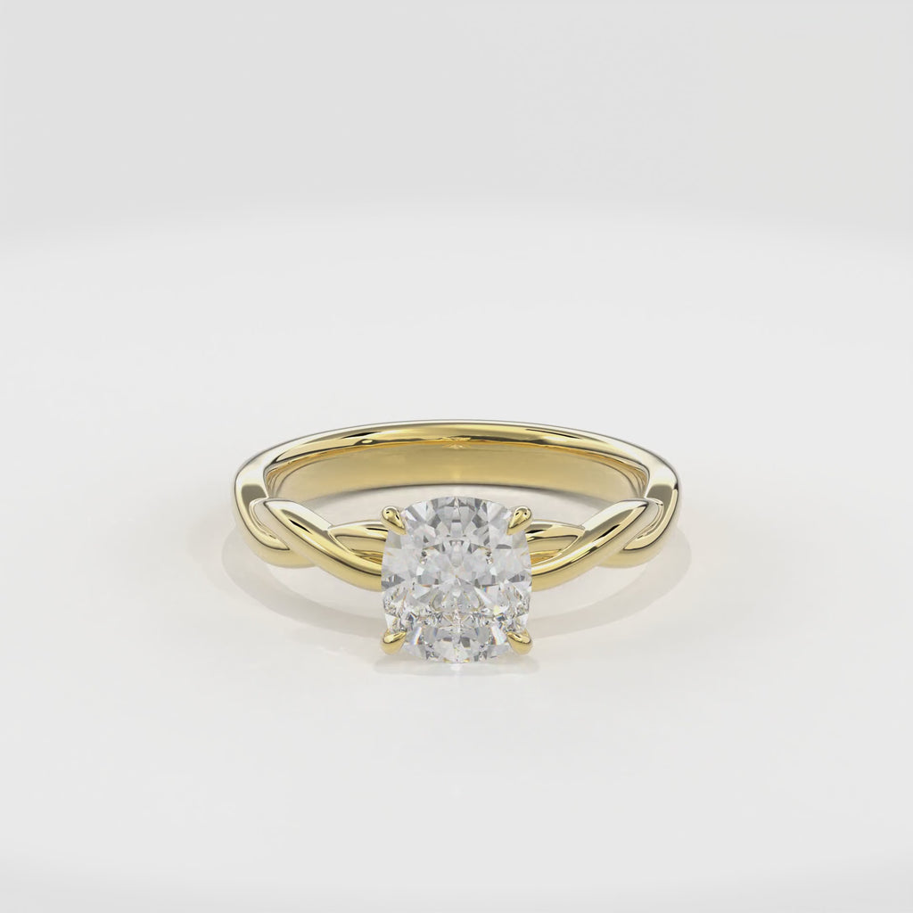 Rhea Twisted Engagement Ring Cushion•Yellow Gold