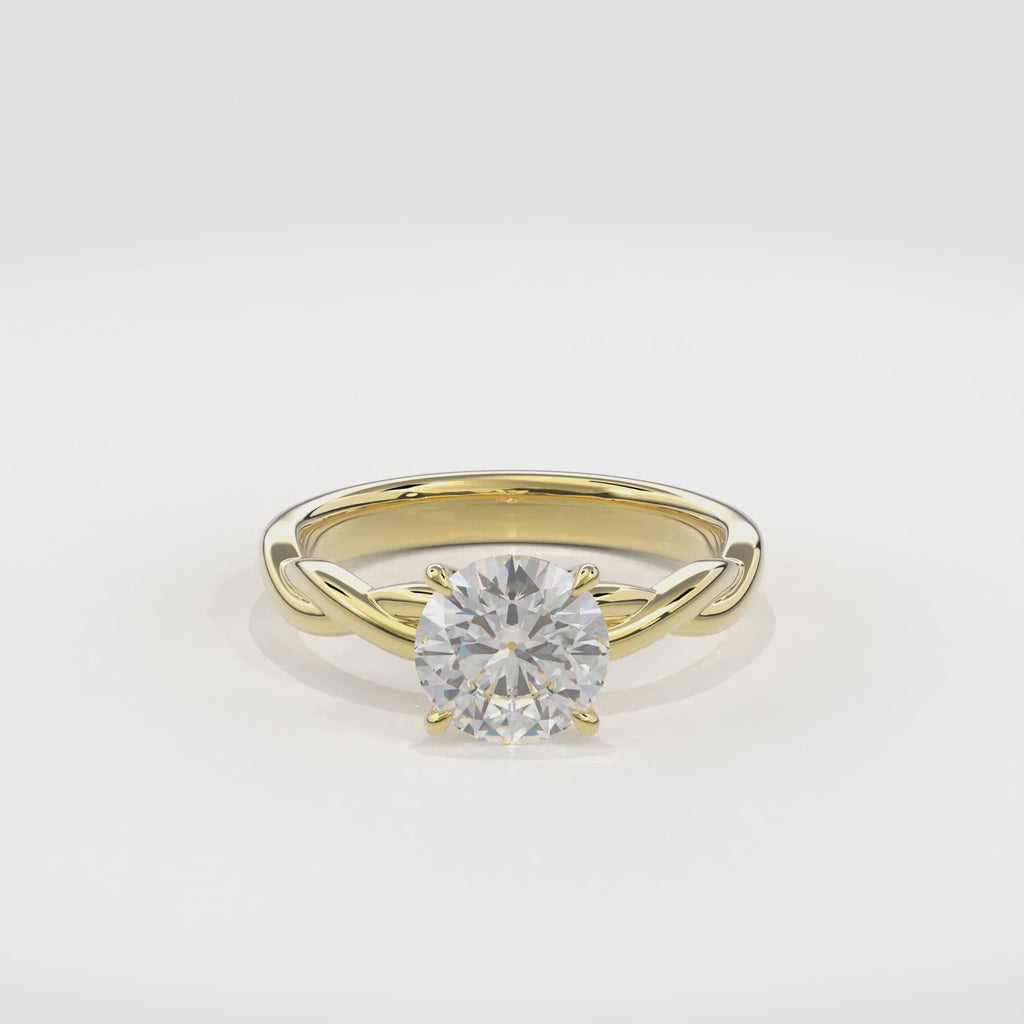 Rhea Twisted Engagement Ring Round•Yellow Gold