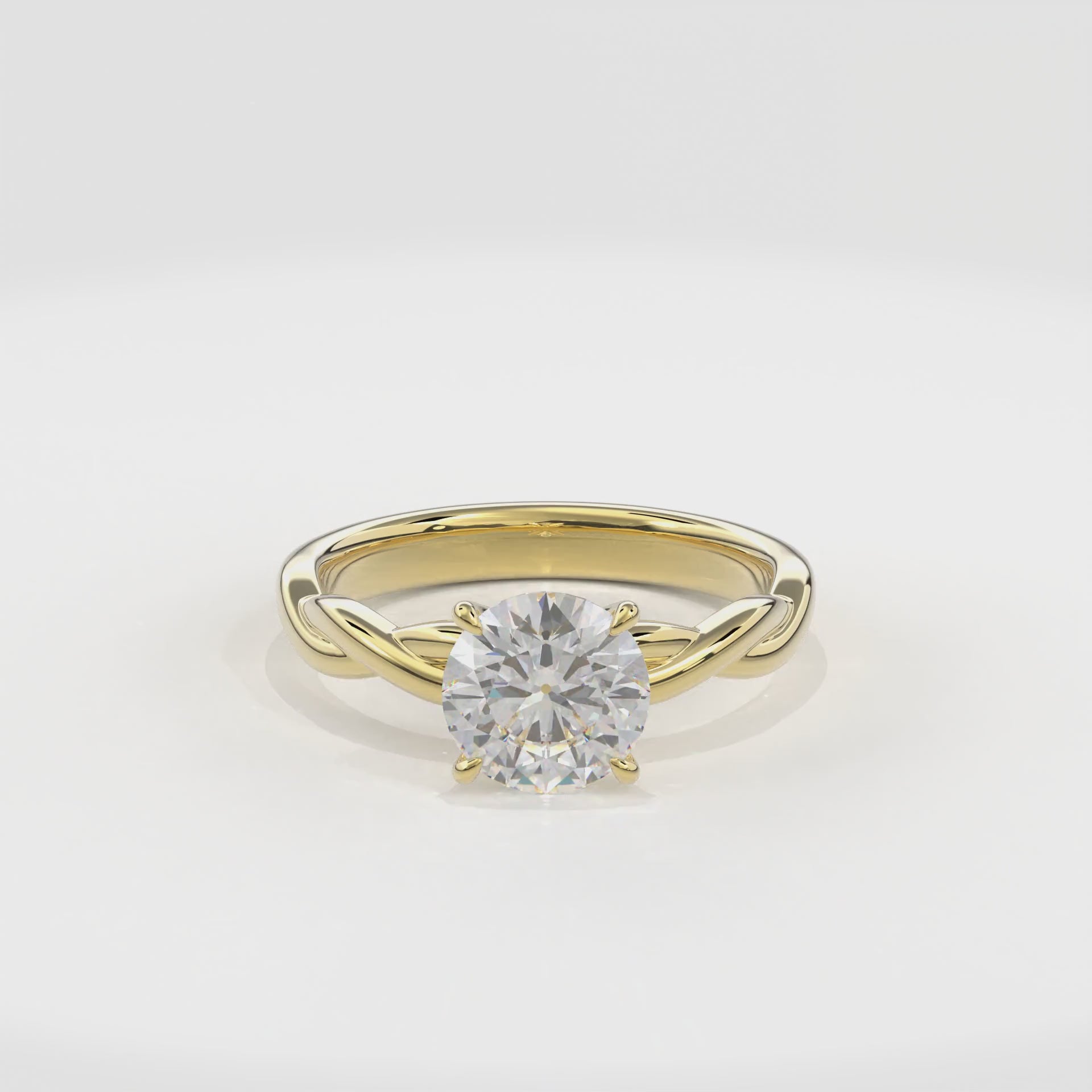 Rhea Twisted Engagement Ring Round•Yellow Gold