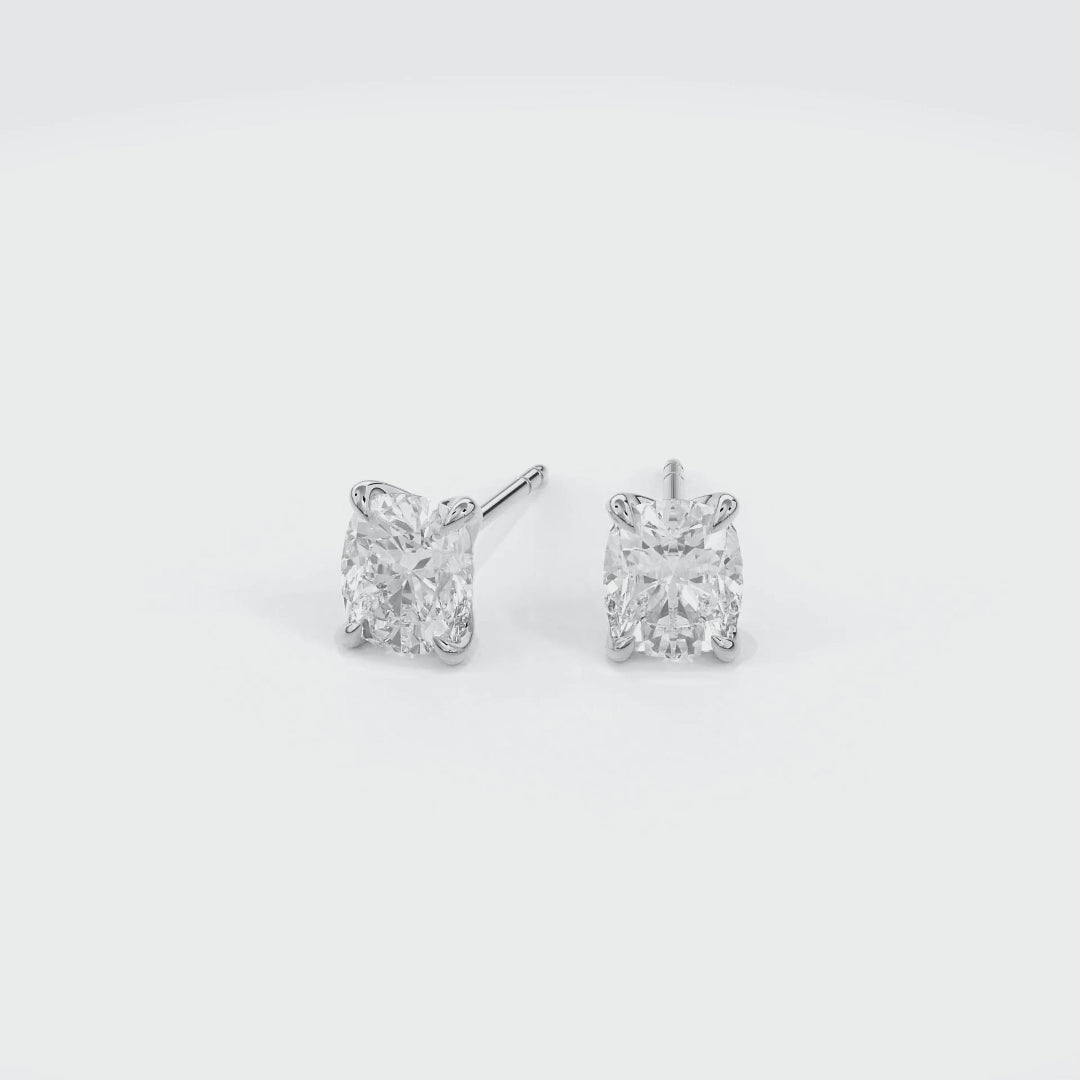 Dia Solitaire Single Stud Earring Cushion•White Gold