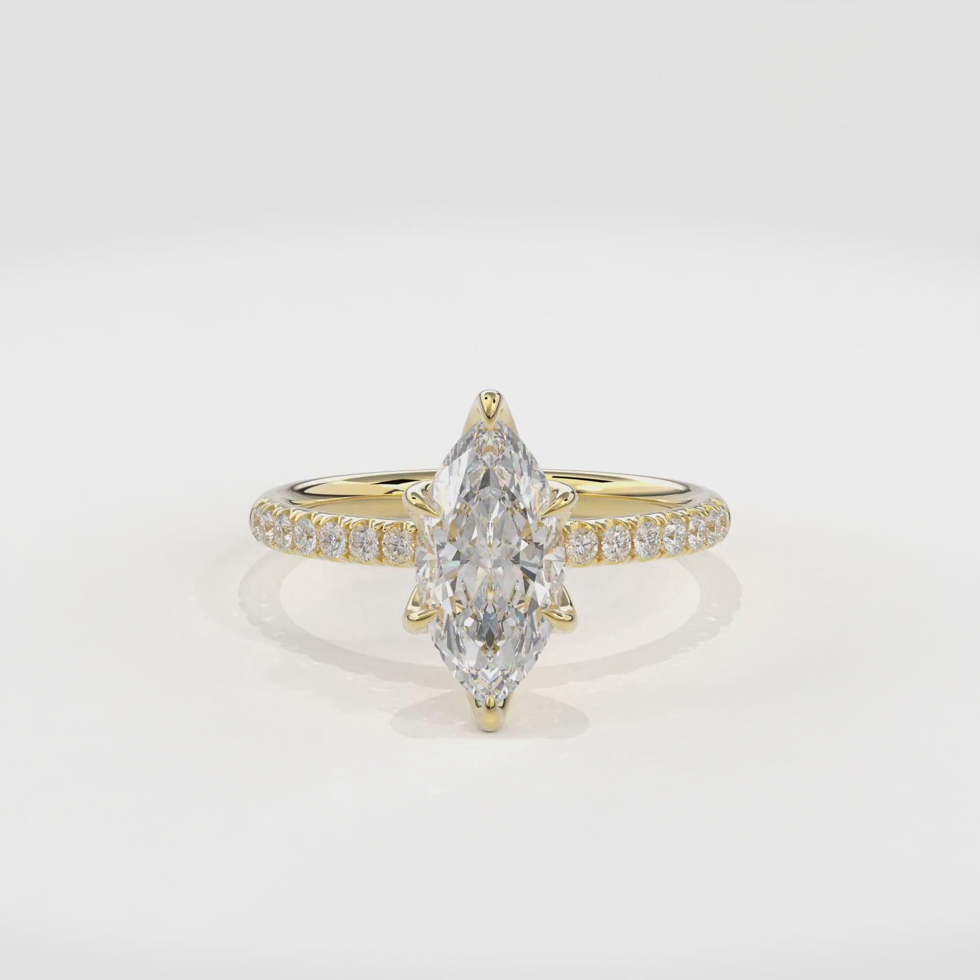 Dia Solitaire Pave Engagement Ring Marquise•Yellow Gold