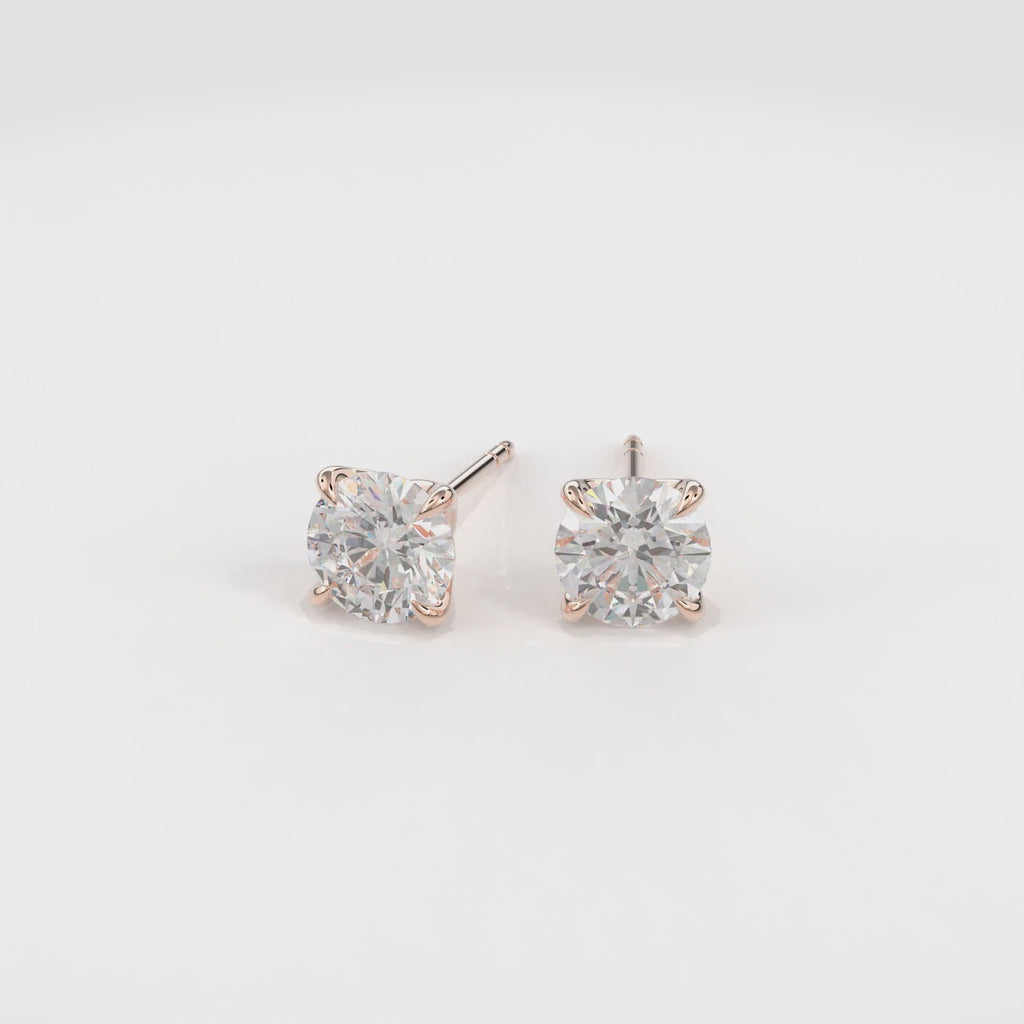 Dia Solitaire Single Stud Earring Round•Rose Gold