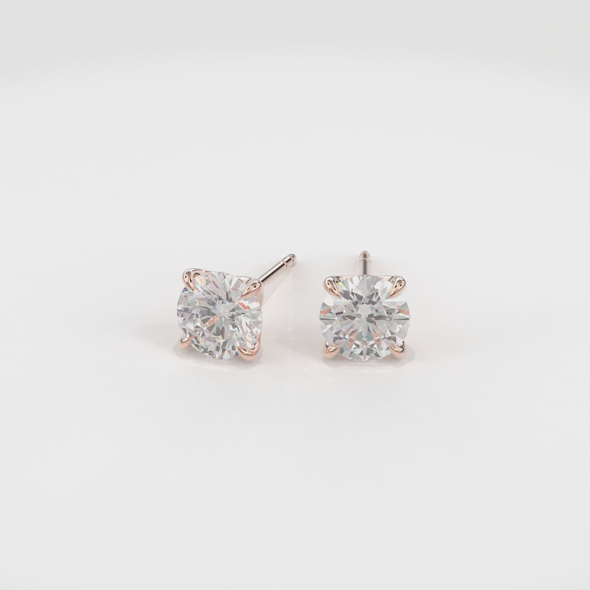 Dia Solitaire Single Stud Earring Round•Rose Gold