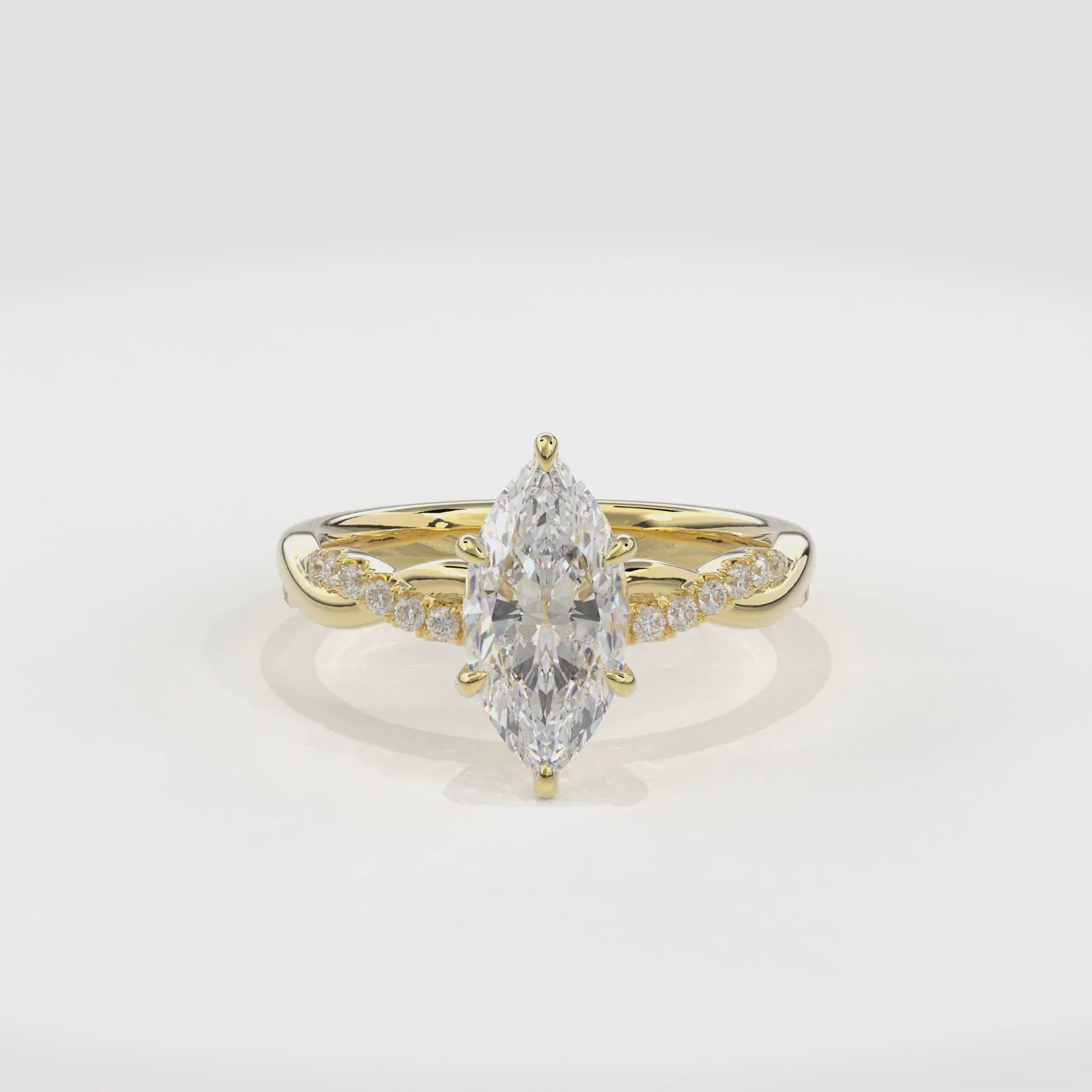 Rhea Twisted Pave Engagement Ring Marquise•Yellow Gold