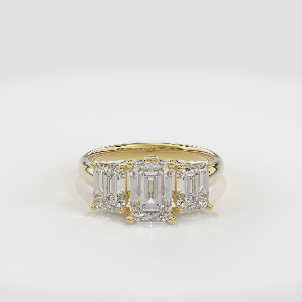 Daphnis Trinity Engagement Ring Emerald•Yellow Gold
