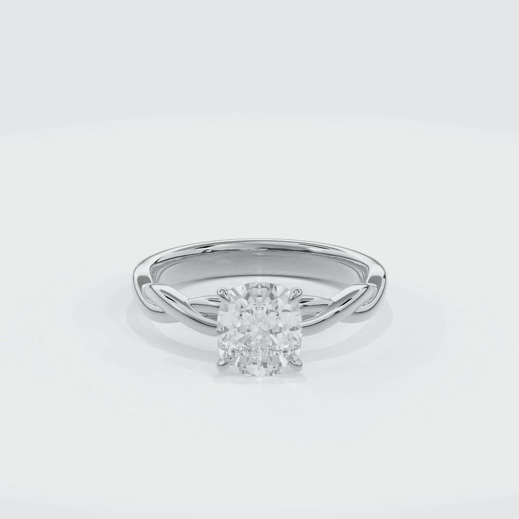 Rhea Twisted Engagement Ring Cushion•White Gold