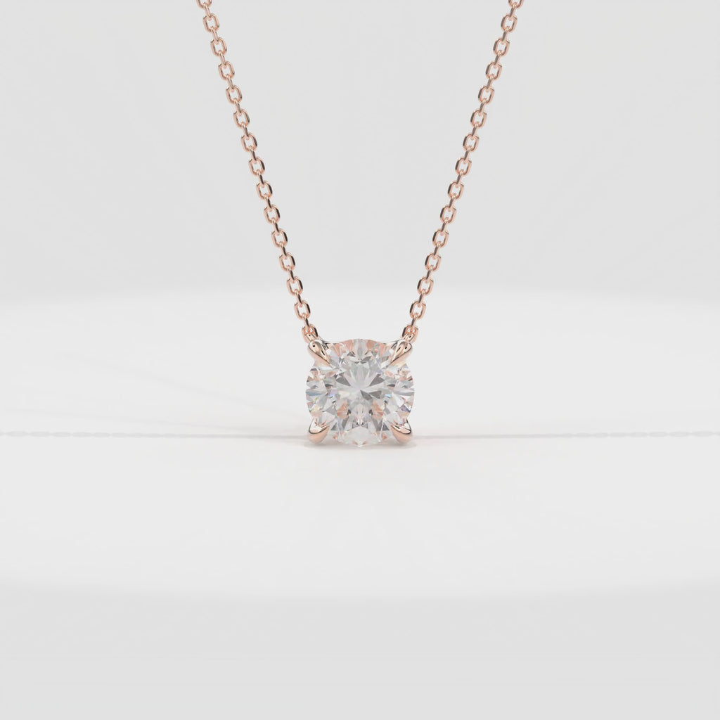 Dia Solitaire Necklace Round•Rose Gold
