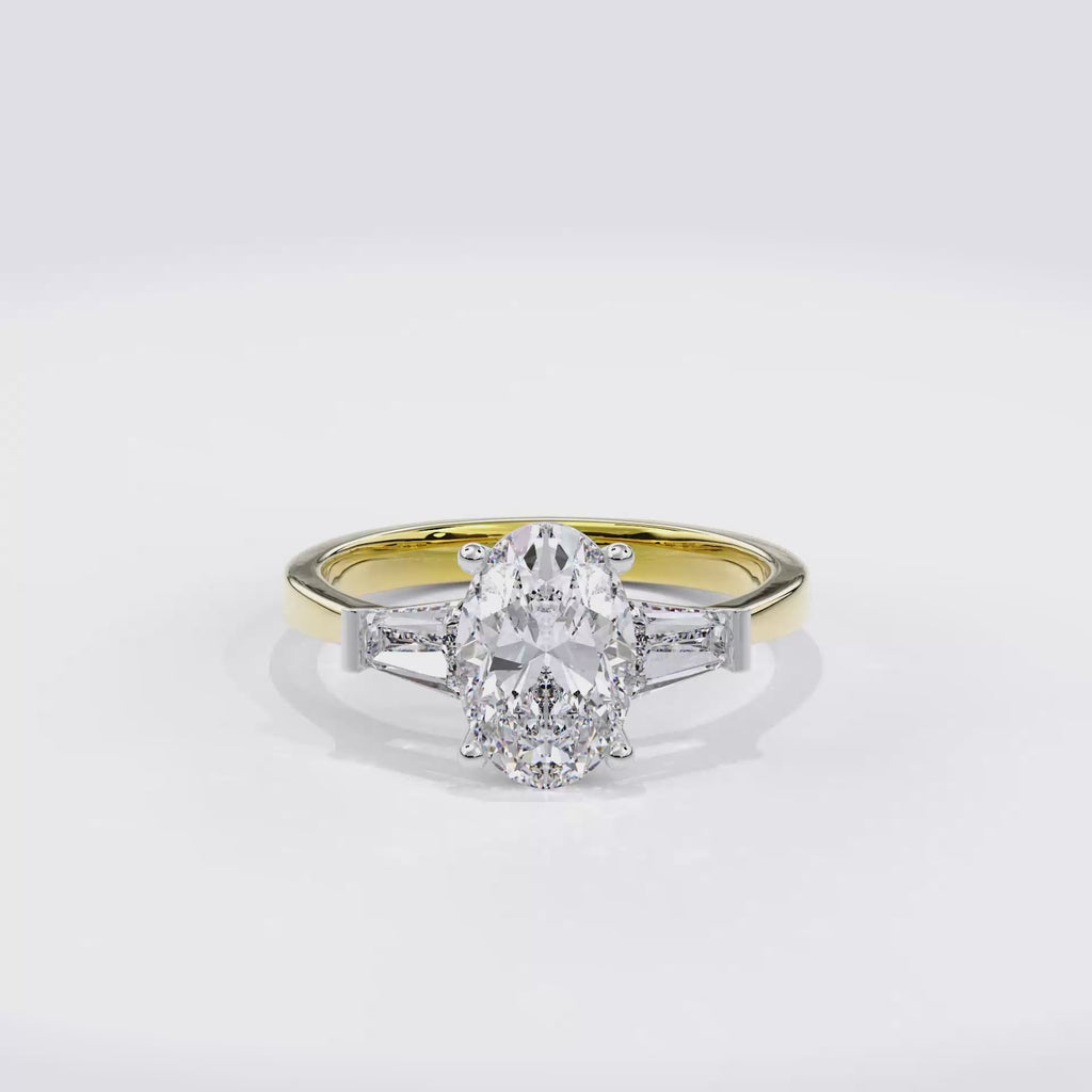 Daphnis Three Stones Engagement Ring Oval•Yellow Gold