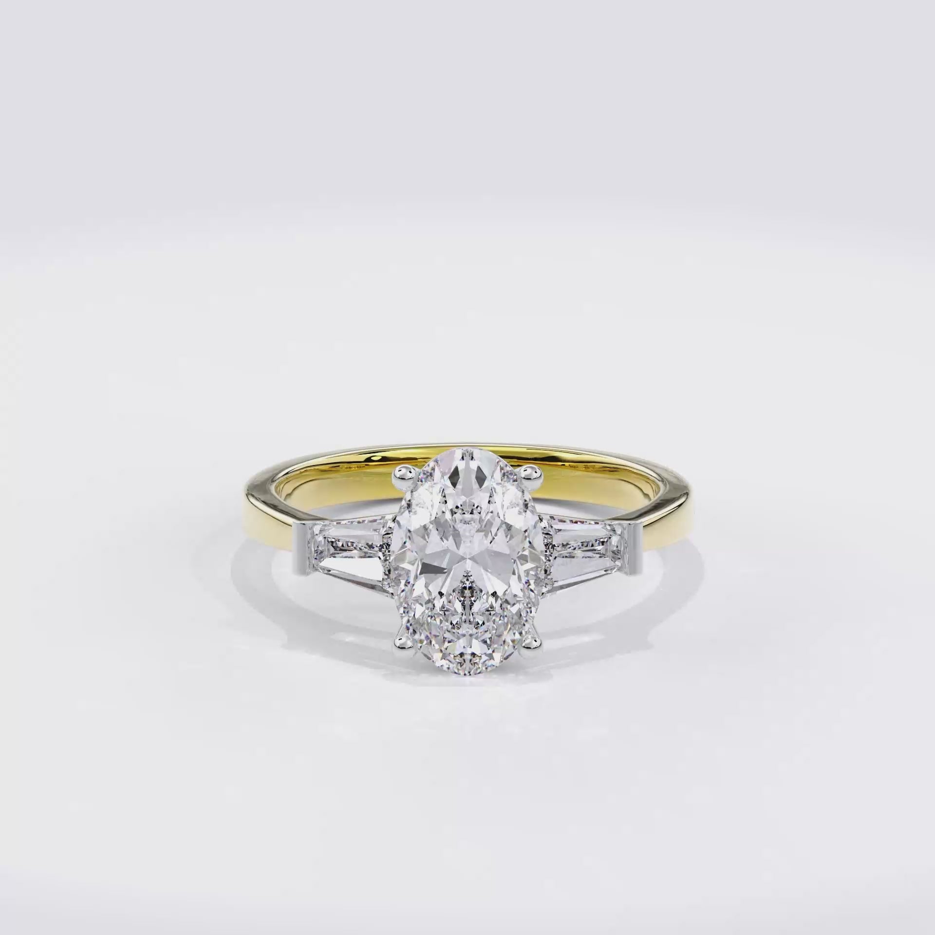 Daphnis Three Stones Engagement Ring Oval•Yellow Gold