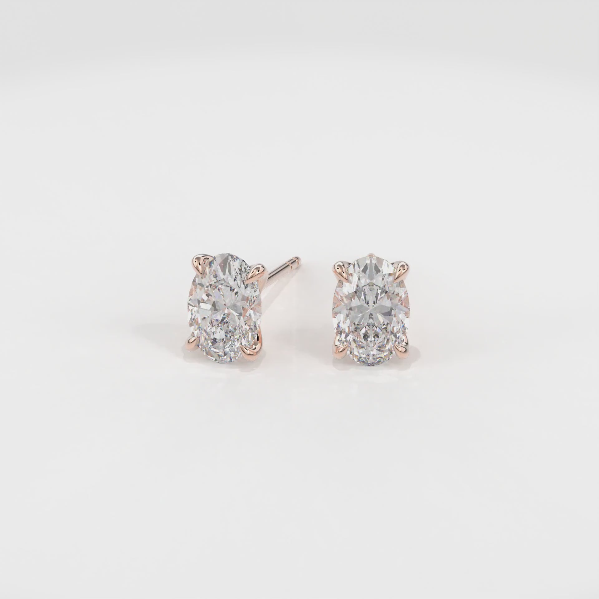 Dia Oval LGD Classic Stud Earring in 14K Rose Gold (Single Earring)