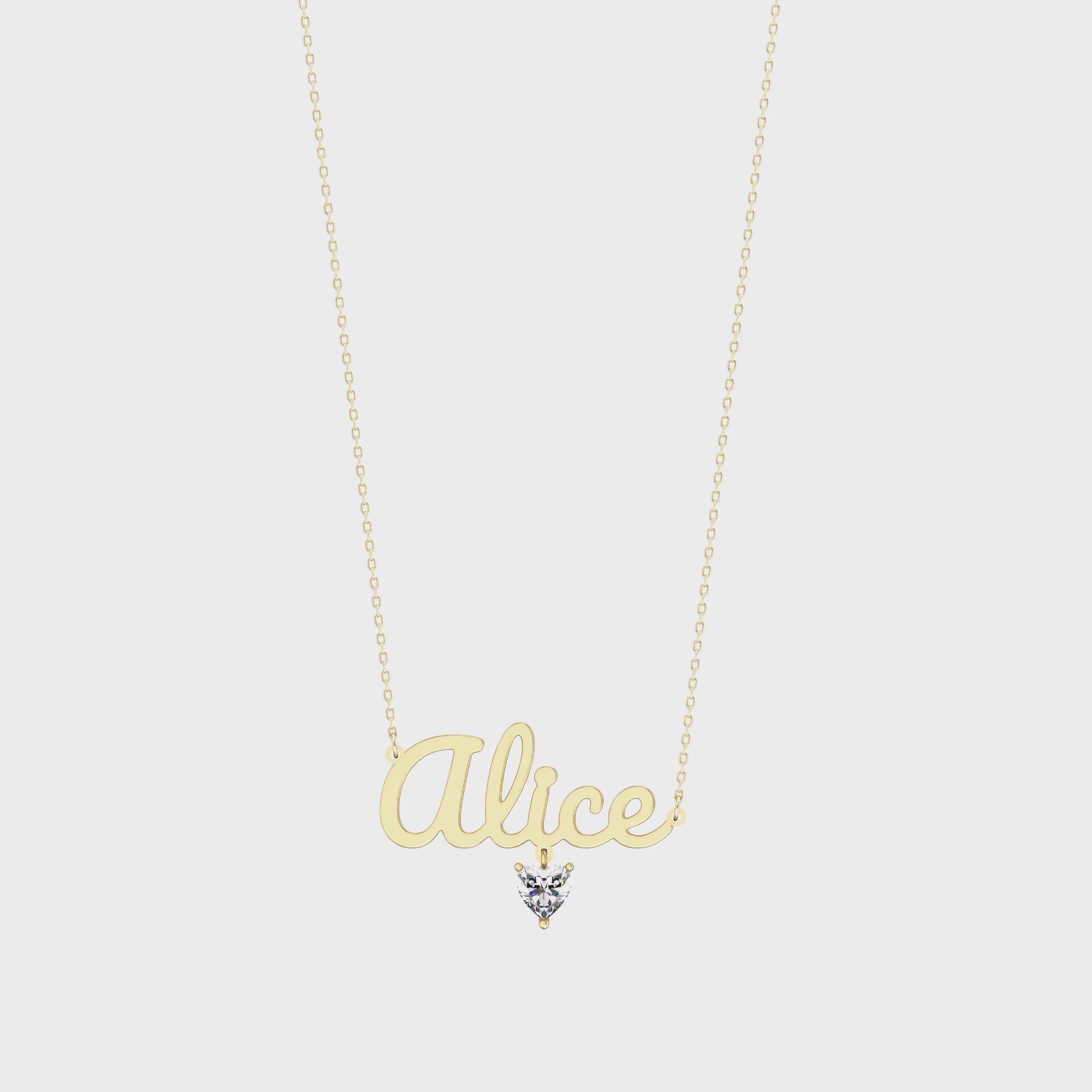 18k Gold Plated Heart Birthstone Name Necklace SN001G