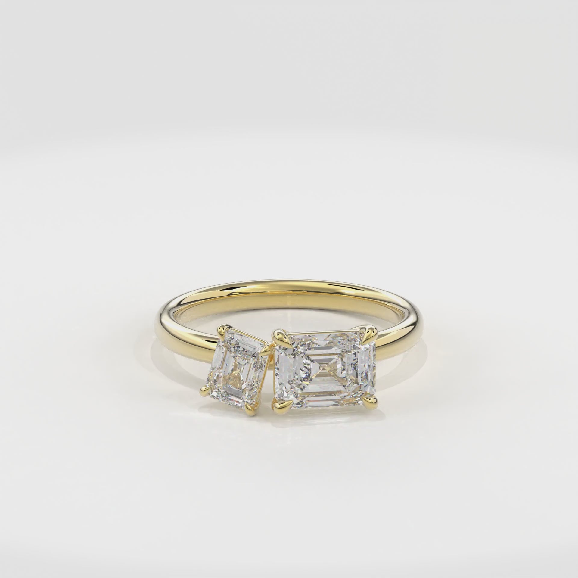 Callisto Two Stones Engagement Ring Emerald•Yellow Gold