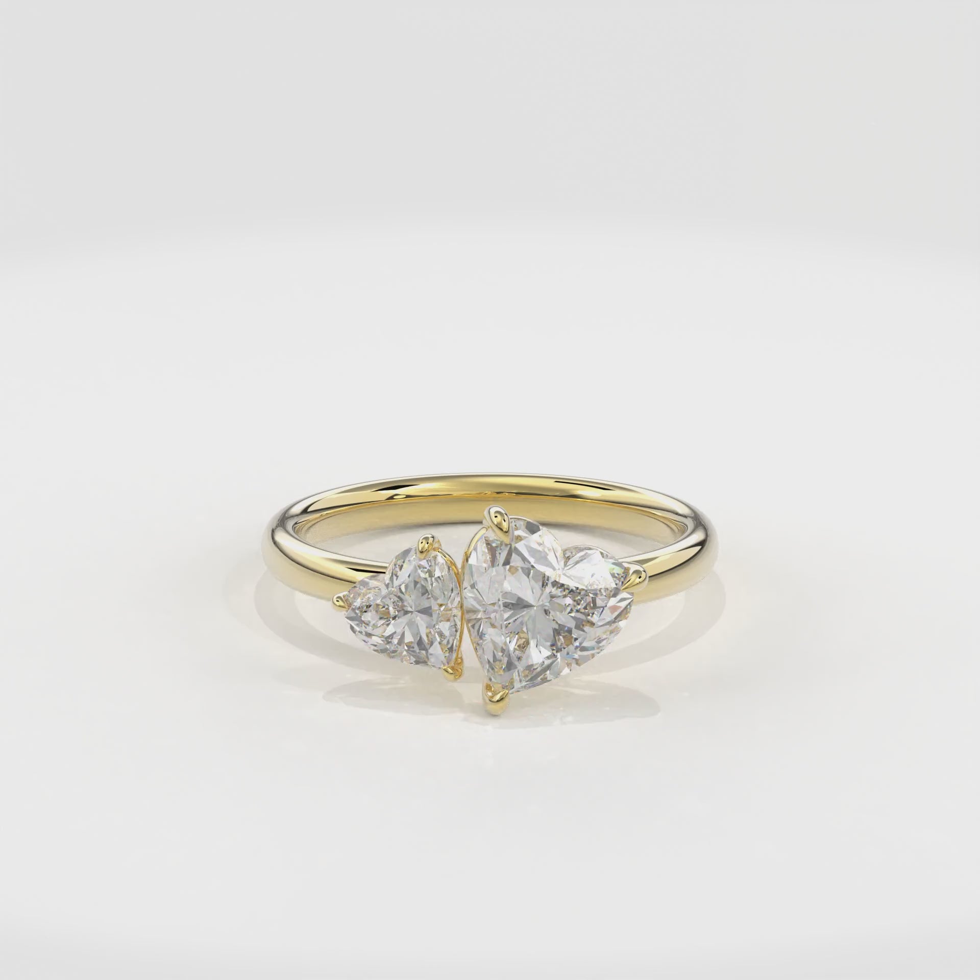 Callisto Two Stones Engagement Ring Heart•Yellow Gold