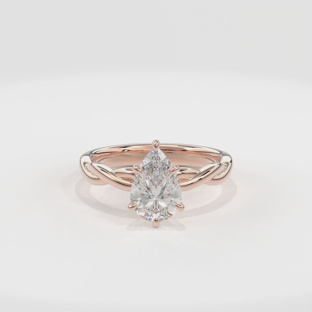 Rhea Twisted Engagement Ring Pear•Rose Gold